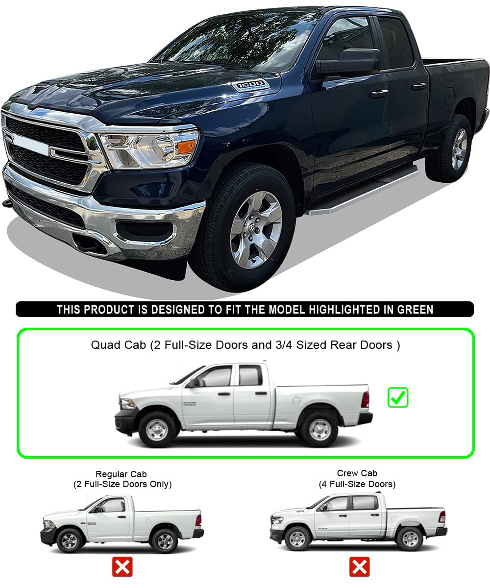 Polished Stainless Steel Running Boards for 2019-2025 Ram 1500 Quad Cab (Excludes Classic Models) - 6