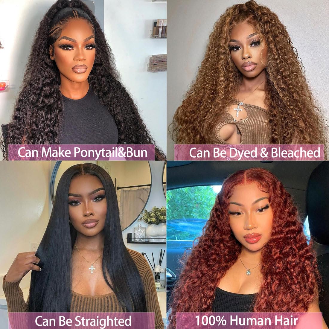 13x6 Deep Wave Lace Front Wigs Human Hair 180% Density, 30 Inch Curly Lace Frontal Wig with Pre-Plucked Hairline & Baby Hair - Natural Looking Wigs for Women, Perfect for Daily Wear, Parties & Special Occasions