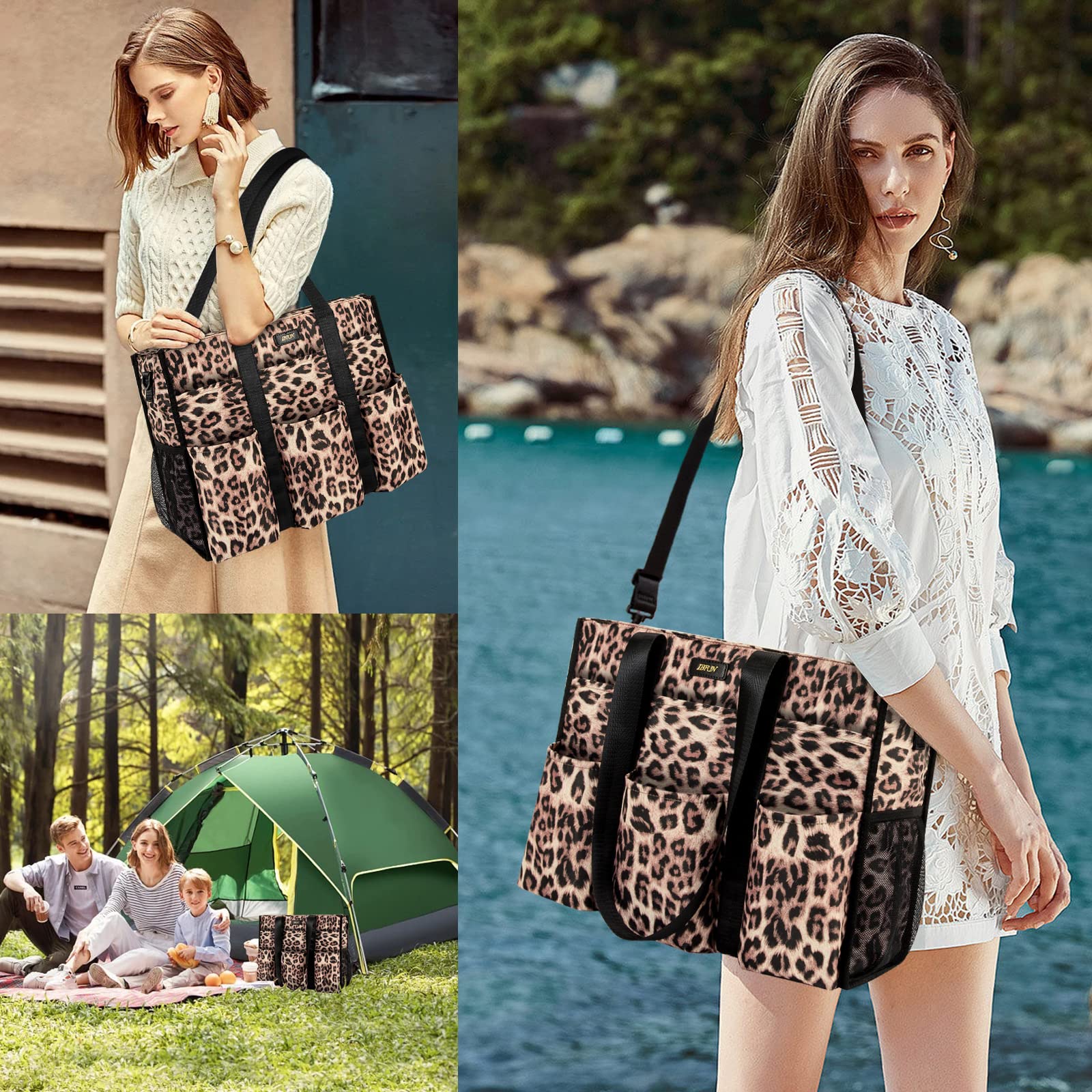 IBFUN 24-Pocket Tote Bag for Teachers & Work Women - Durable & Stylish for Office & Commute