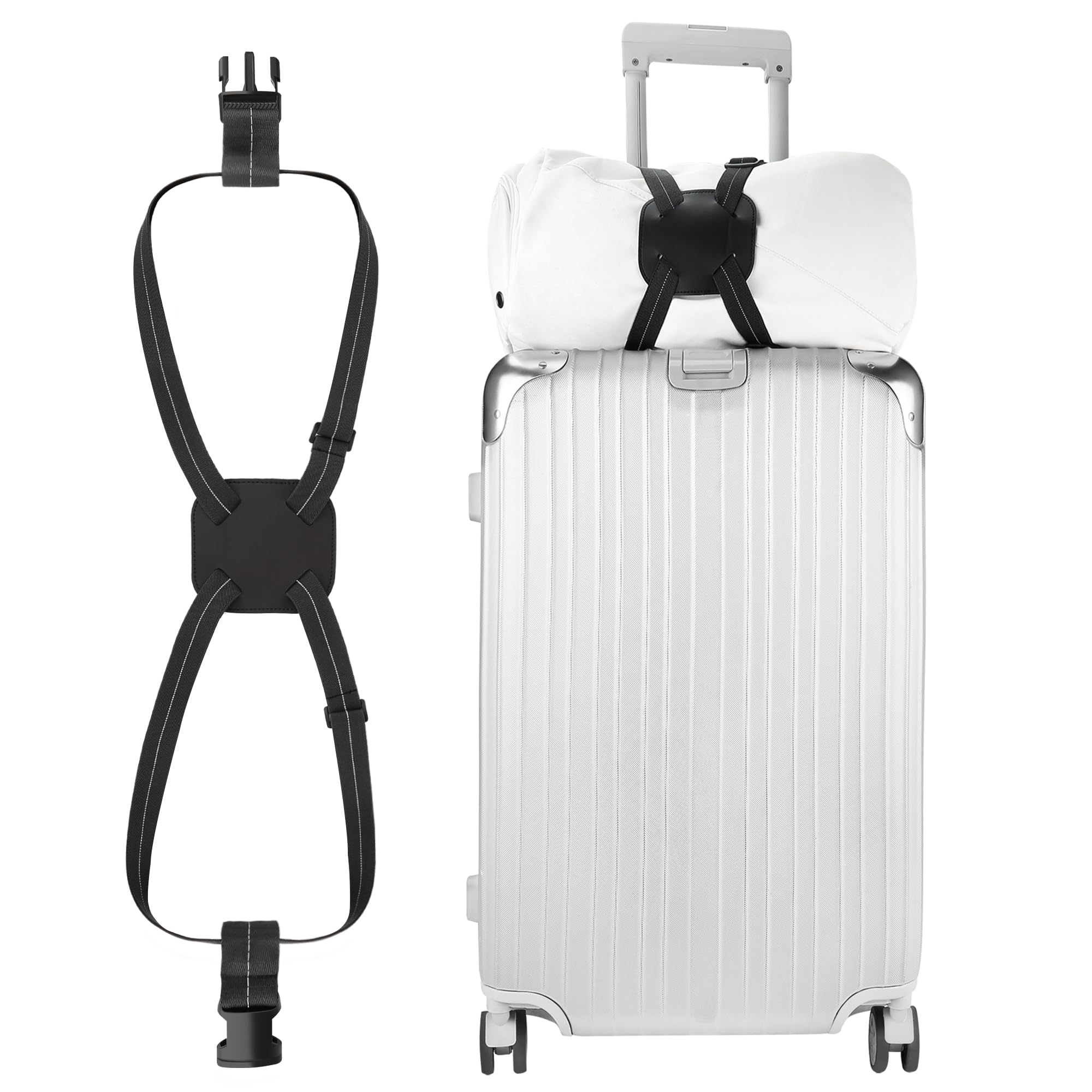 Adjustable Elastic Luggage Bungee Strap with Buckle - Secure Travel Accessory for Suitcases, Carry-On Bags, Backpacks & Purses | Perfect for Airports, Train Travel & Road Trips | Black Travel Strap for Rolling Bags & Handles