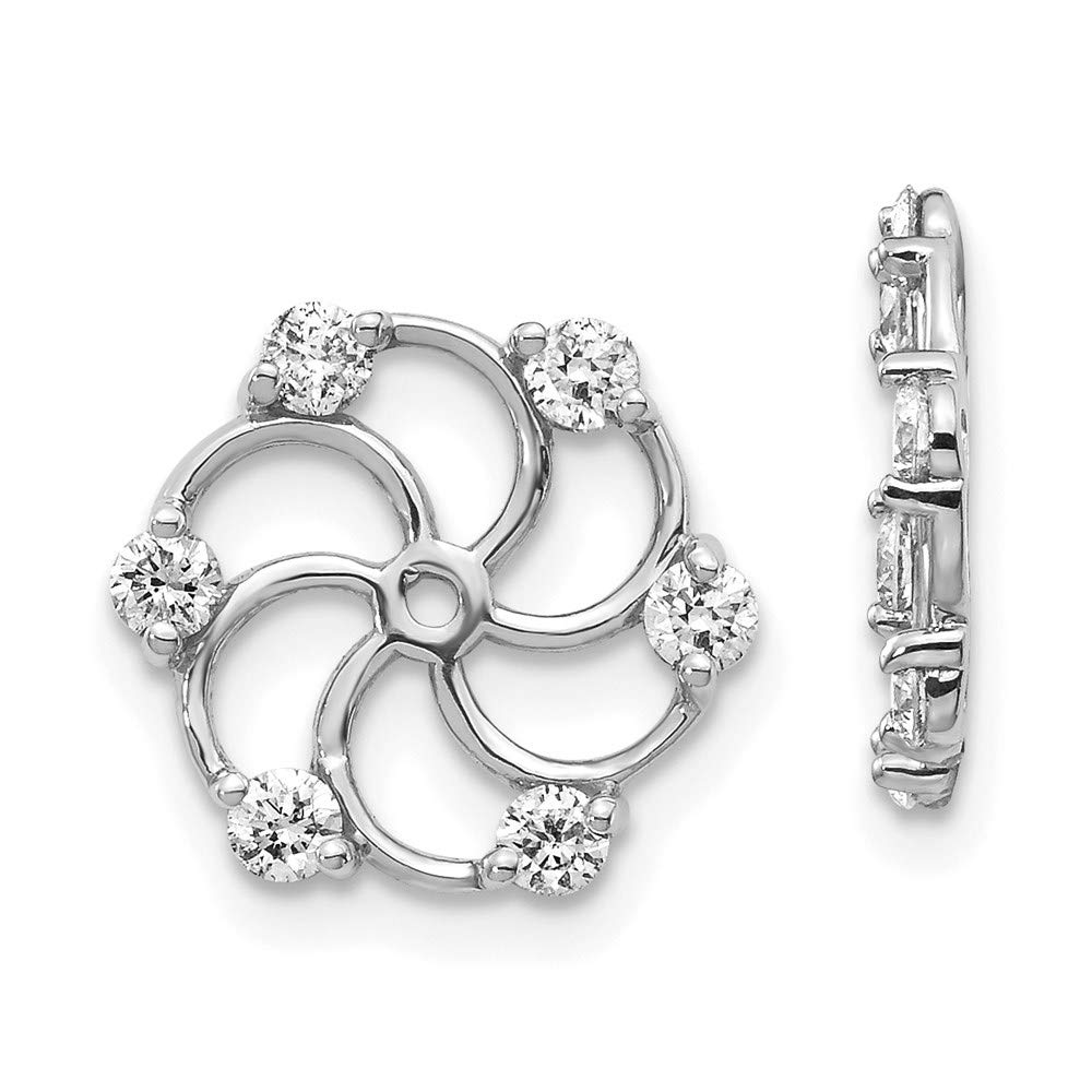 14K White Gold Diamond Earring Jacket Mountings - 11mm & 12mm Stud Earring Enhancers (XJ5W Style) | Perfect for Bridal, Wedding, Anniversary & Special Occasion Jewelry Gifts