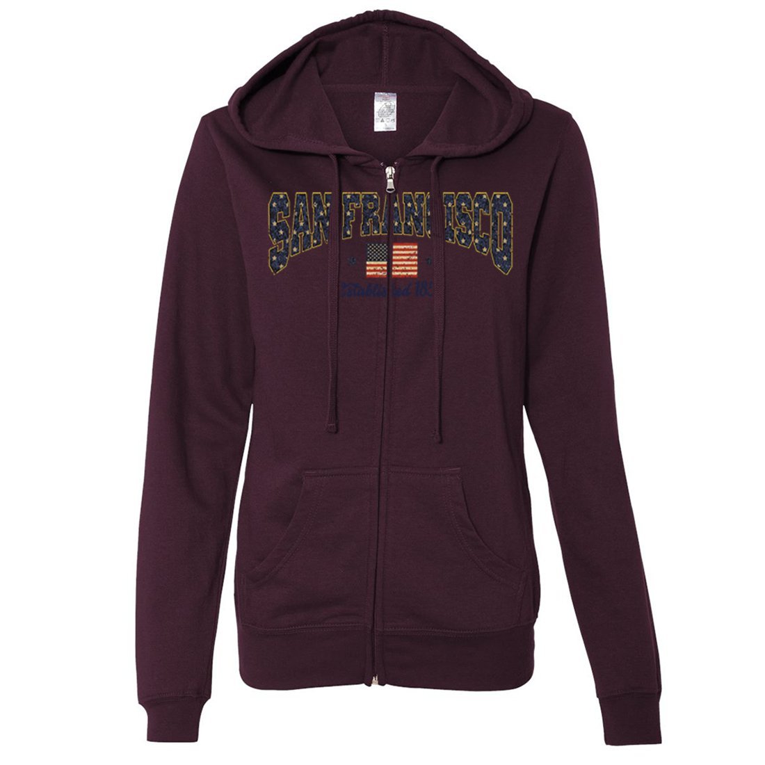 San Francisco Stars Women's Fitted Zip-Up Hoodie - Stylish & Comfortable Casual Wear for Everyday Outfits & Outdoor Activities