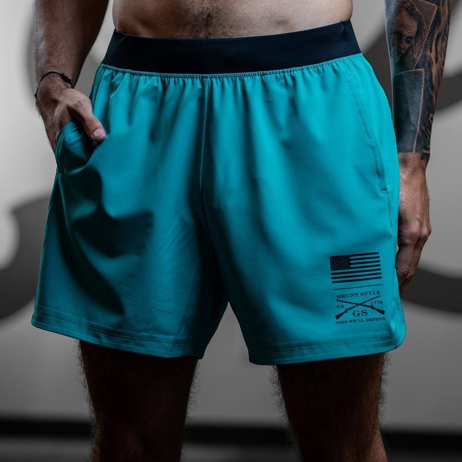 Men's Quick-Dry Workout Shorts with Pockets - Lightweight & Breathable for Running, Gym & Training - Aqua Blue