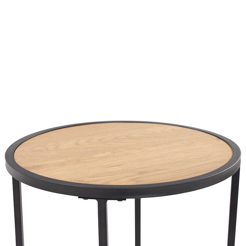 BRADFORD Modern Side Table 40cm - Natural & Black Wood Nightstand for Bedroom, Living Room, Office | Small End Table with Storage Space