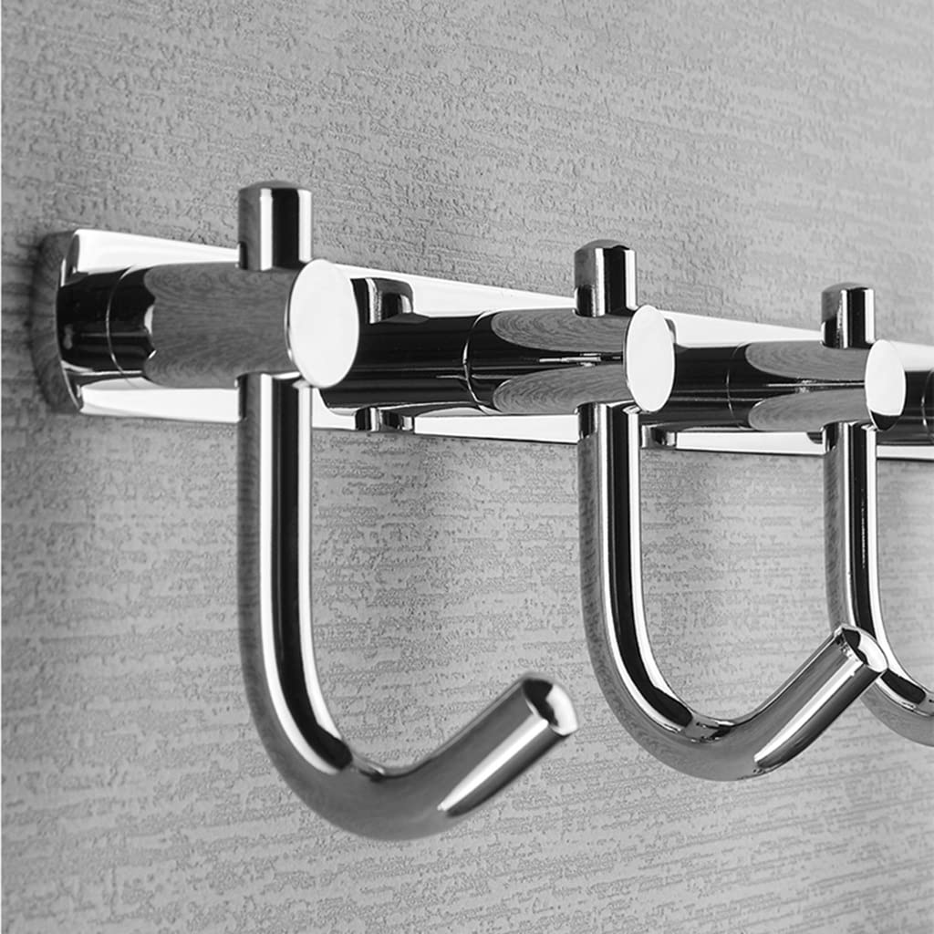 Wall Mounted Coat Rack with 3-6 Hooks - Space Saving Entryway Organizer for Jackets, Hats & Bags - Durable Silver Metal Hooks (40.5cm) - Perfect for Bathroom, Bedroom, Closet & Mudroom Organization