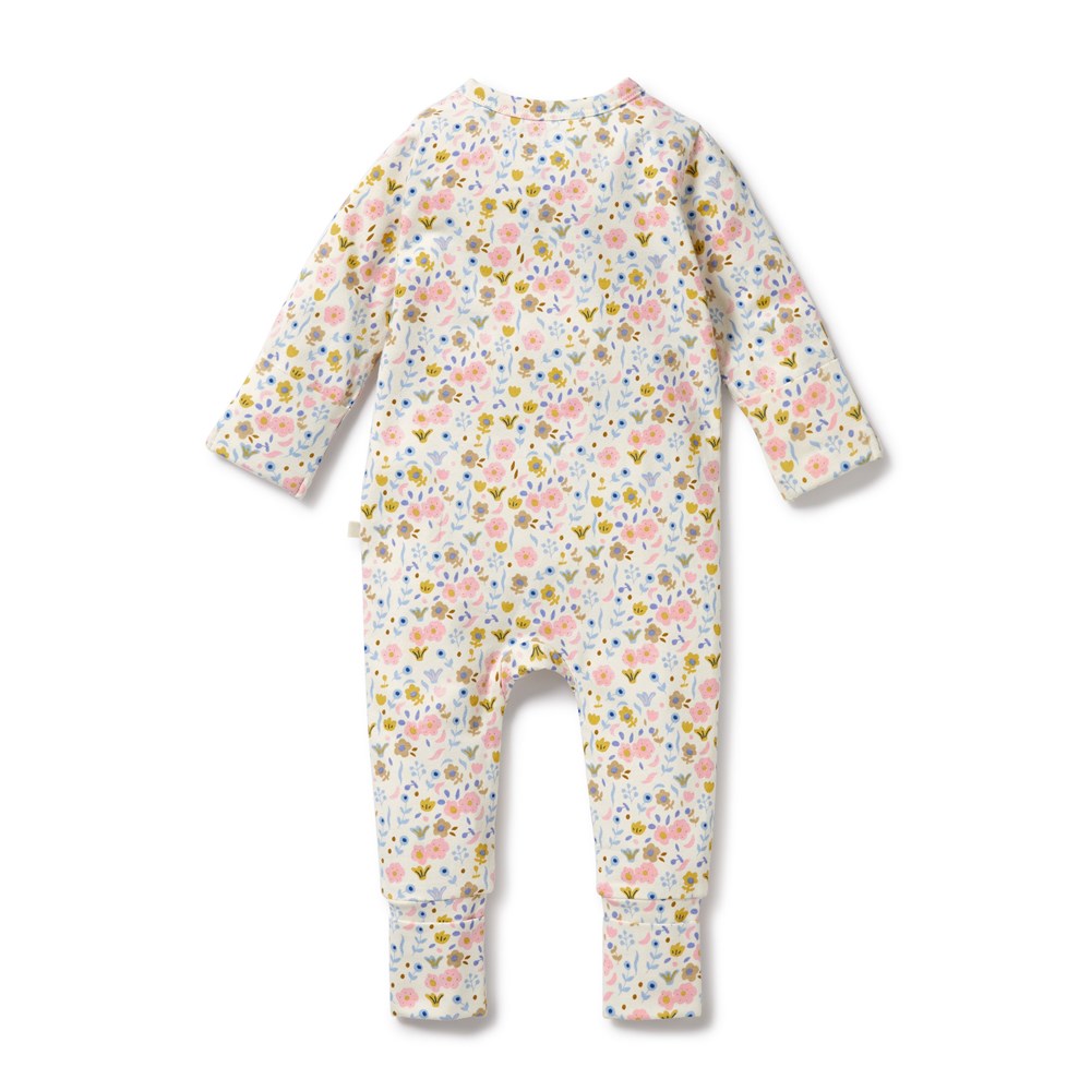 Organic Baby Zipsuit with Feet - Soft Floral Print One-Piece Pajamas for Newborns & Infants | Perfect for Sleepwear, Playtime & Photo Shoots