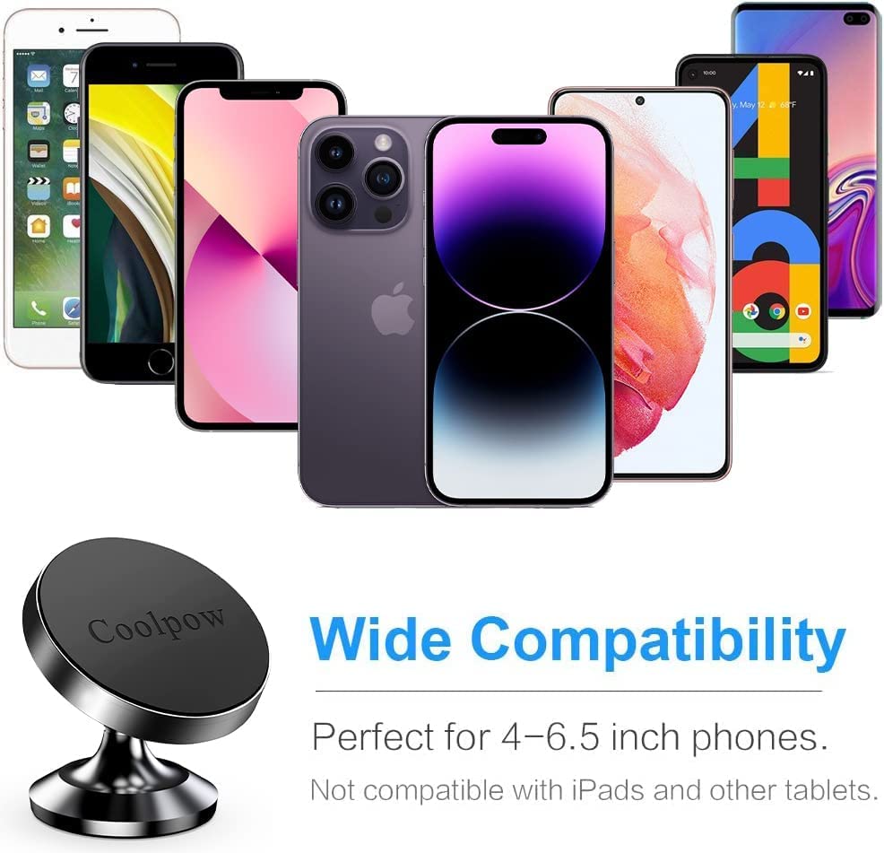 2-Pack Magnetic Phone Holder for Car Dashboard - Strong Magnet Universal 360° Rotating Hands-Free Mount Compatible with iPhone, Android, GPS Devices - Perfect for Commuting, Road Trips & Navigation