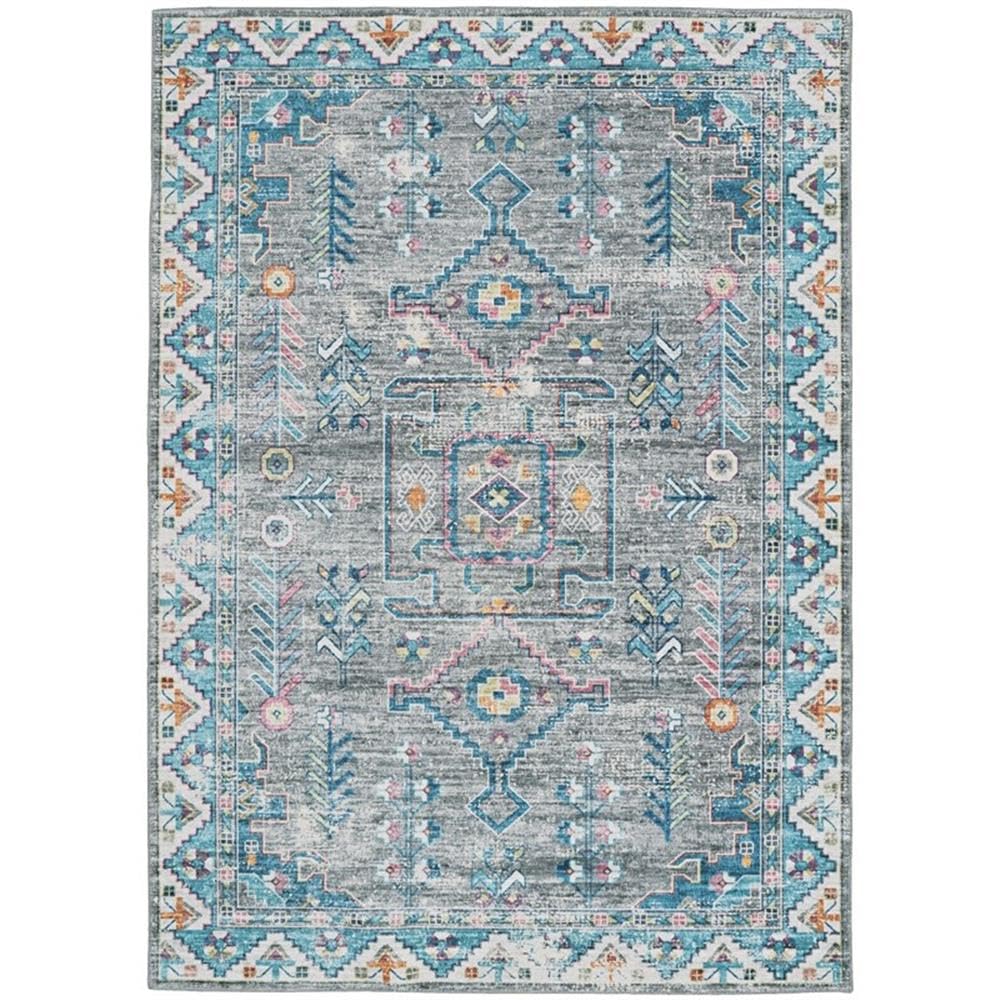 Washable 5'x7' Gray Polyester Transitional Rug - Perfect for Living Room, Bedroom & Office Decor