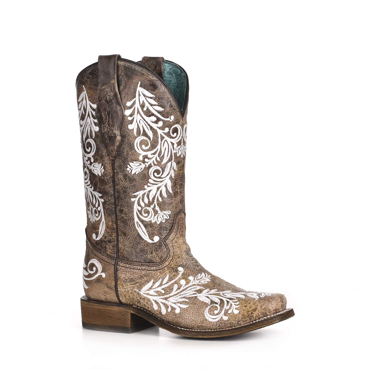CORRAL Women's Western Cowhide Leather Boots - Embroidered Brown Cowboy Boots for Country Dancing, Rodeo & Casual Wear