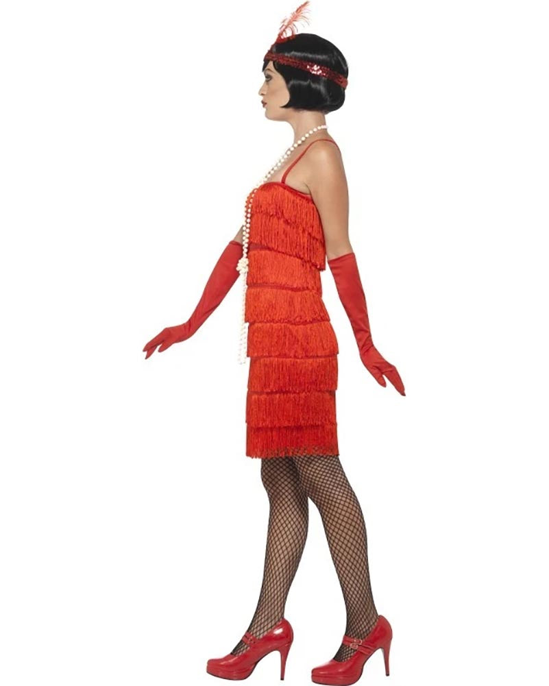 Vintage 1920s Rose Red Flapper Dress for Women - Roaring 20s Gatsby Party Costume, Halloween Outfit & Themed Events