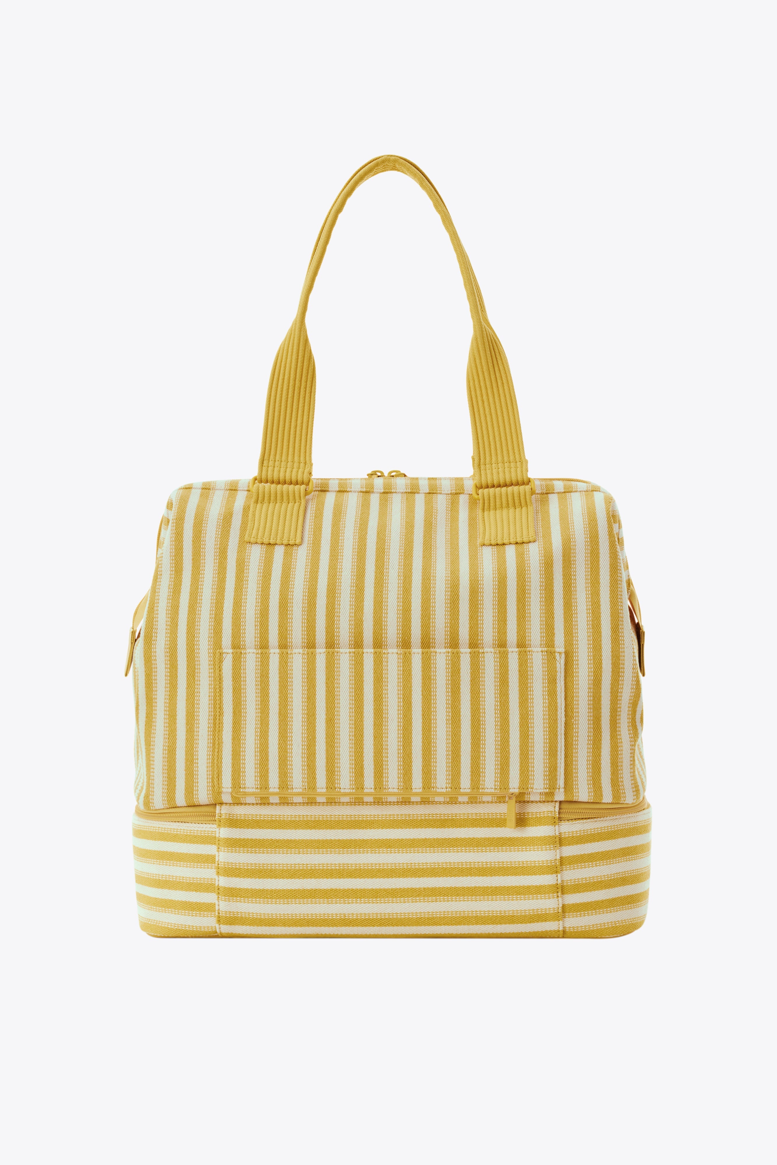 Mini Weekender Bag in Honey Stripe - Stylish & Compact Travel Duffel for Weekend Getaways, Gym, Work & Overnight Trips