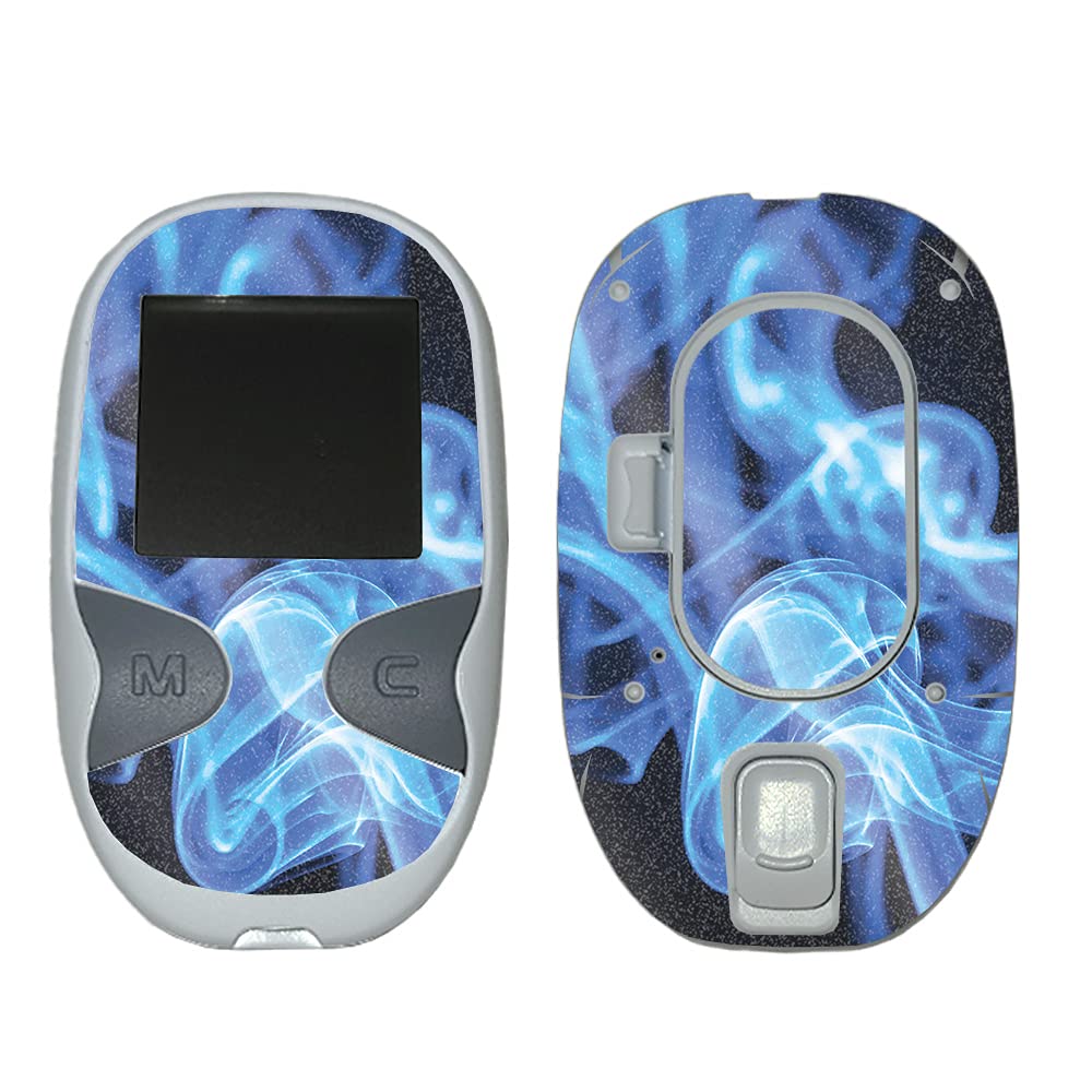 MightySkins Glossy Glitter Skin Cover for Care Touch Glucose Meter - Blue Flames Design | Protective & Durable High-Gloss Finish | Easy to Apply | Made in USA | Perfect for Diabetes Management & Travel Use