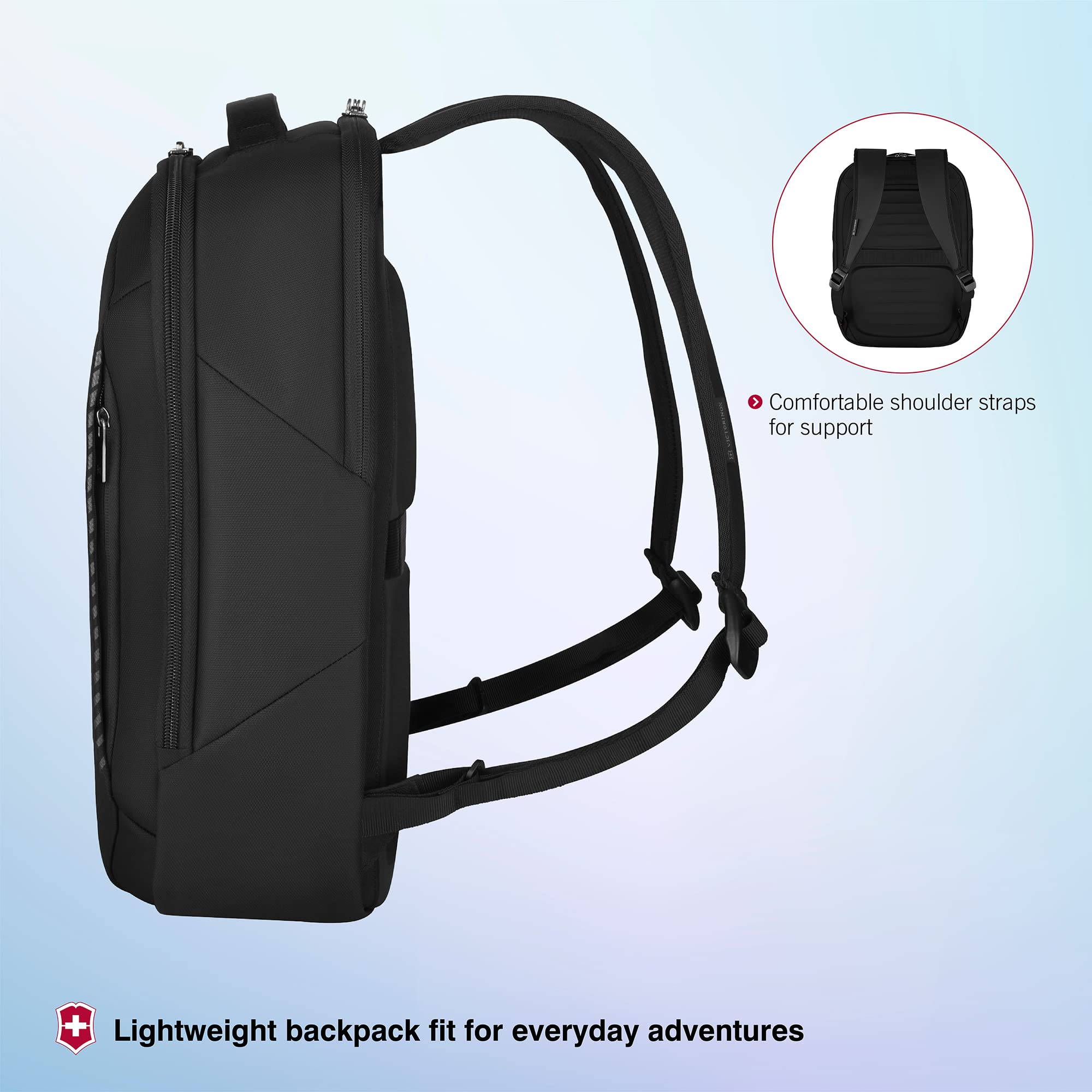 Victorinox Crosslight City Daypack - Lightweight Business Laptop Backpack for Work & Travel - Durable Water-Resistant Daypack - Black - Perfect for Commuting, Office & College Use