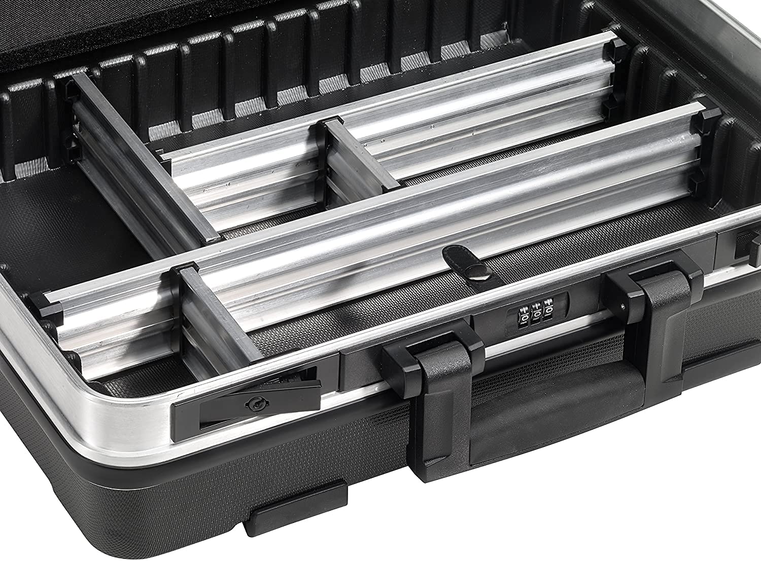 **Heavy-Duty ABS Tool Case with Multiple Pockets - 34.3L Capacity (47x36.5x20cm Inner) - Black/Silver - Perfect for Electricians, Mechanics & DIY Enthusiasts**