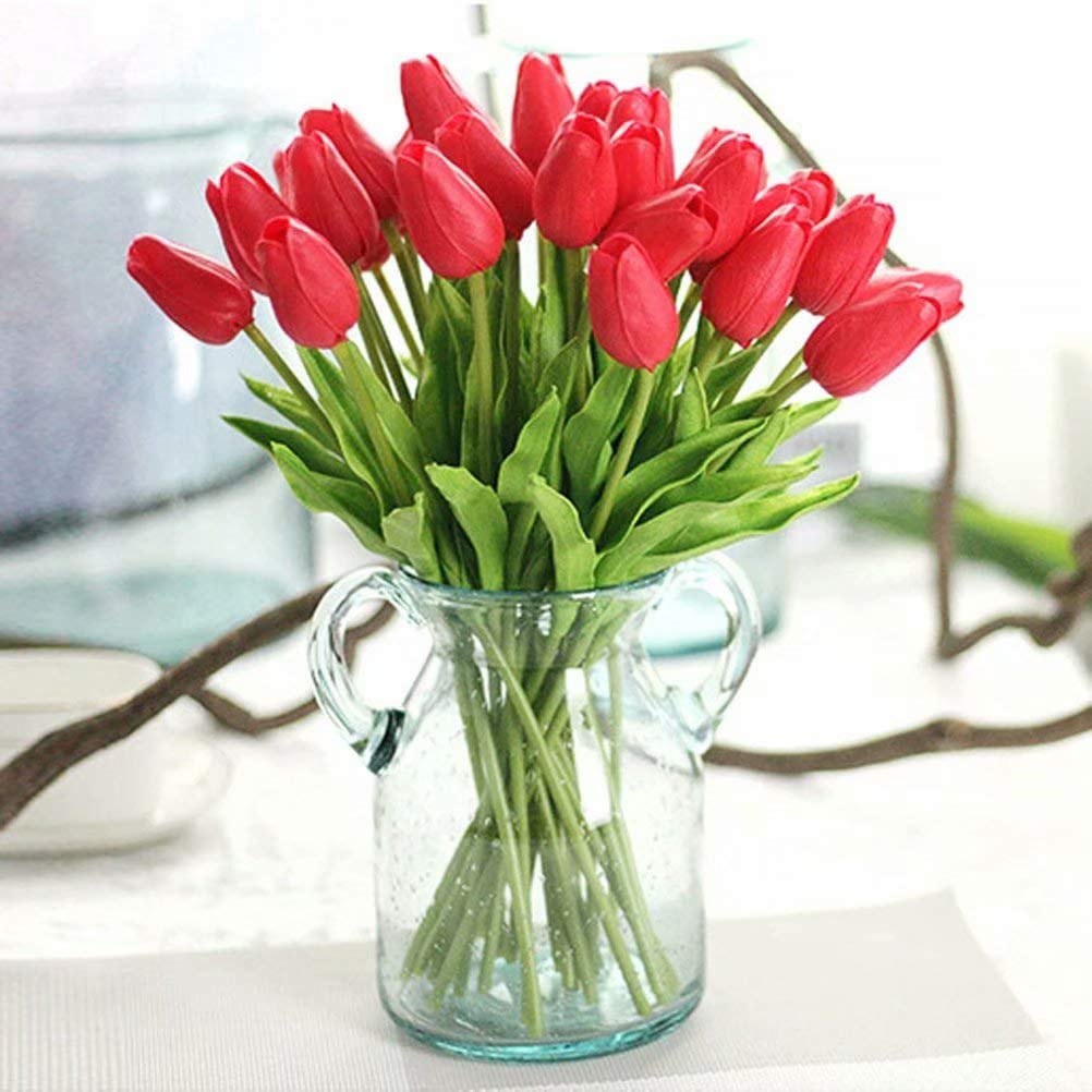 30PCS Realistic PU Tulip Flowers - Lifelike Artificial Tulips for Home Decor, Wedding Centerpieces, Party Arrangements & Spring Floral Displays