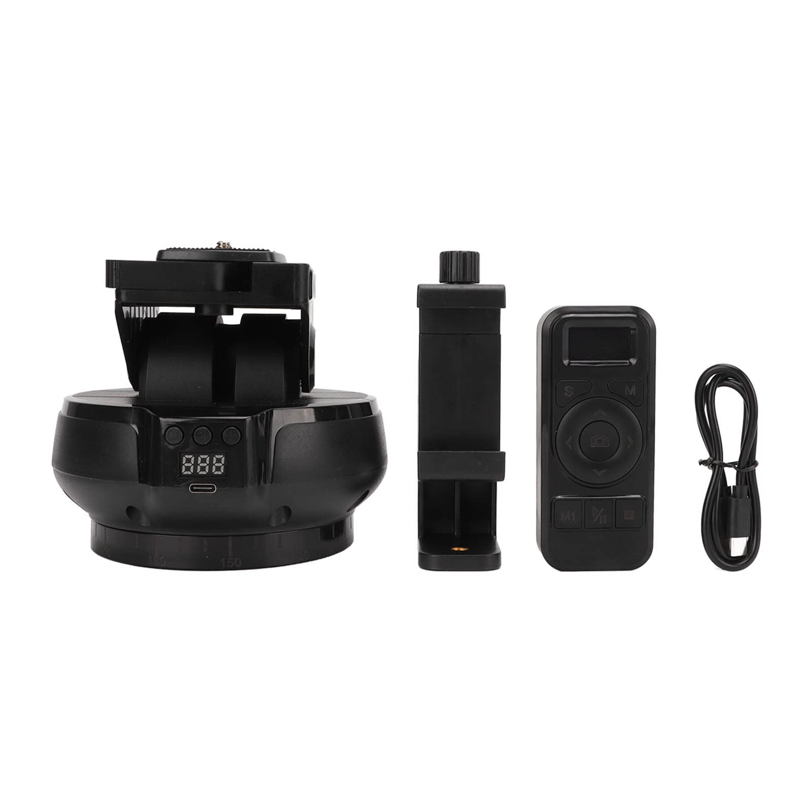 Yctze Motorized Panoramic Tripod Head - 360° Rotating 2.4G Wireless Remote Pan Tilt Head with Remote Control & Phone Clip for DSLR, Mirrorless Cameras & Smartphones - Perfect for Time-Lapse Photography, Vlogging & Live Streaming