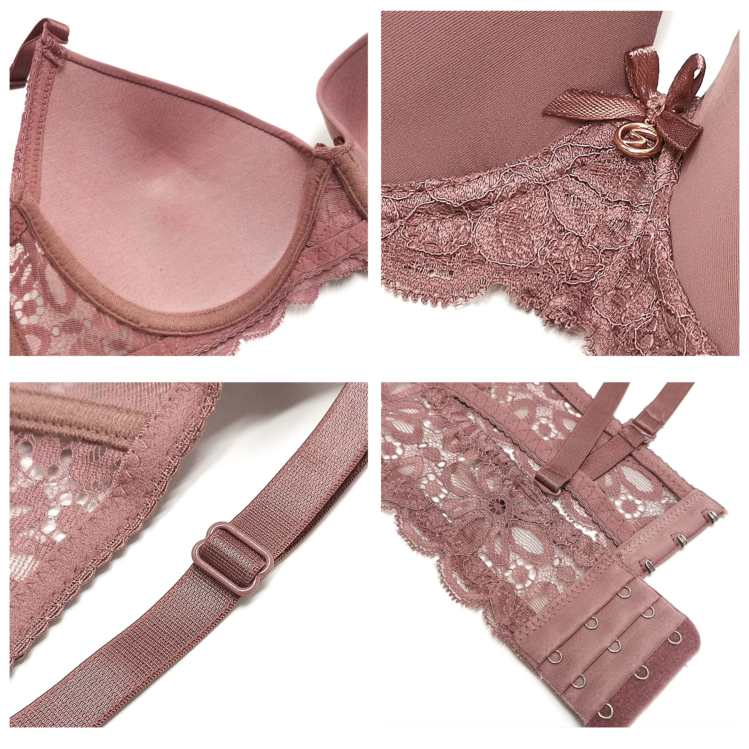 SHEKINI Women's Sexy Lace Lingerie Set - Push Up Underwire Bra & Matching Panty Set for Valentine's Day, Honeymoon or Special Occasions