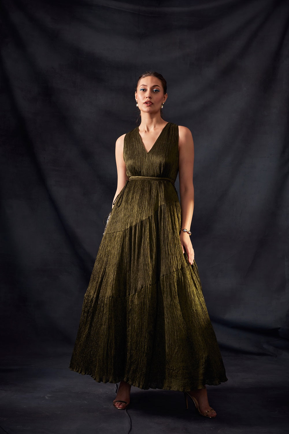Olive Green Crush Maxi Dress - Flowy Long Boho Summer Dress for Women | Perfect for Beach Vacations, Music Festivals & Date Nights