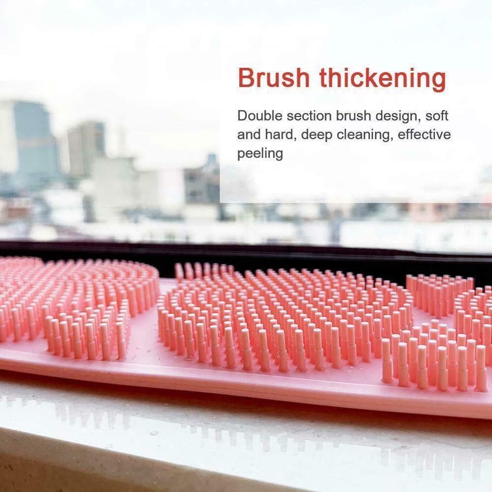 Premium Silicone Back Scrubber for Shower - Long Handle Body Brush with Exfoliating Bristles for Dead Skin Removal (27.6 Inch, Pink) - Ideal for Deep Cleansing, Spa Days & Hard-to-Reach Areas