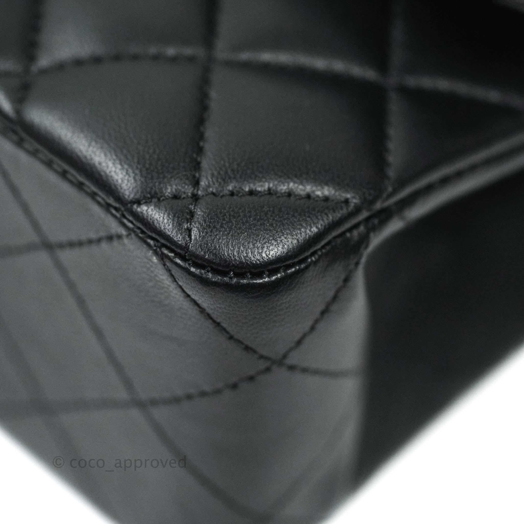 Chanel Classic M/L Medium Double Flap Bag Black Lambskin Silver Hardware - Luxury Designer Handbag for Women, Perfect for Work, Evening Events & Special Occasions