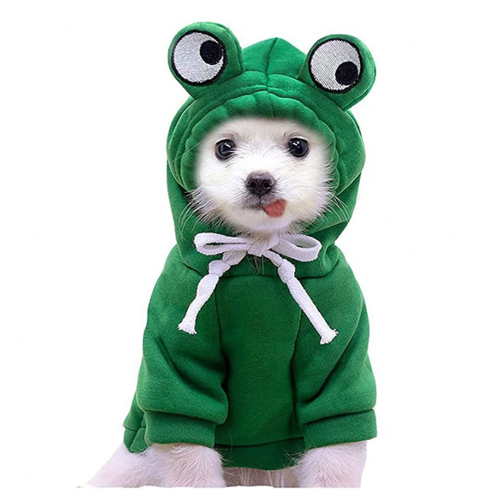 Green Frog Dog Costume for Small Dogs - Christmas & Halloween Pet Outfits, Puppy Hoodie for Yorkie, Chihuahua, Pomeranian (XS) - Perfect for Holiday Photos & Pet Parties