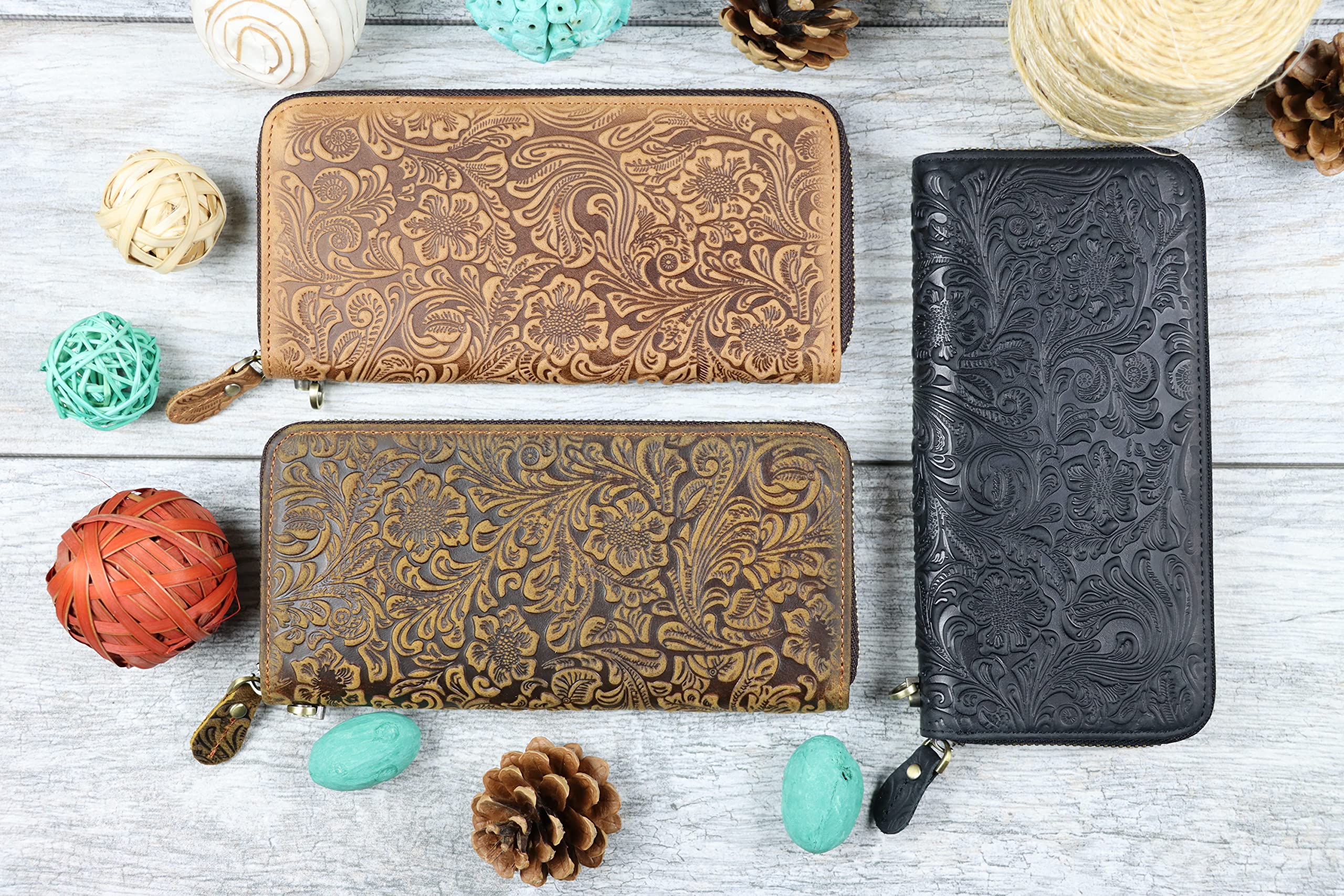 Genuine Leather Wallet for Women - Slim RFID Blocking Card Holder with Zipper Coin Pocket & Checkbook Organizer | Perfect for Everyday Use, Travel, and Gift Giving