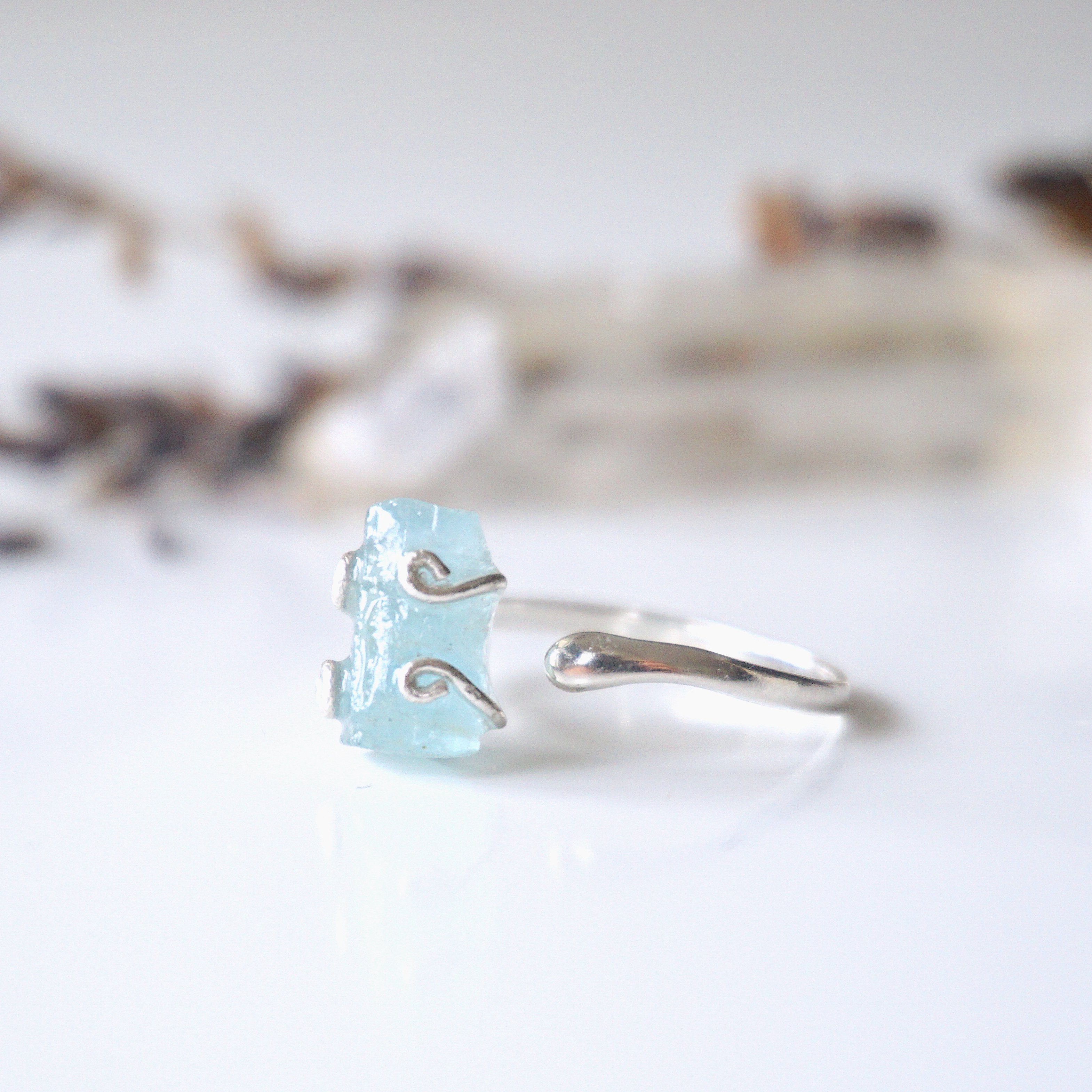 Elegant Aquamarine Adjustable Ring - Sterling Silver Jewelry for Women - Perfect for Weddings, Parties & Everyday Wear