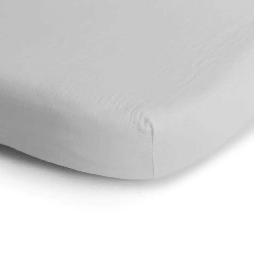 Mushie Extra Soft Muslin Crib Sheet - Breathable White Baby Crib Fitted Sheet for Nursery, Toddler & Infant Bed - Perfect for Daycare, Travel & Home Use