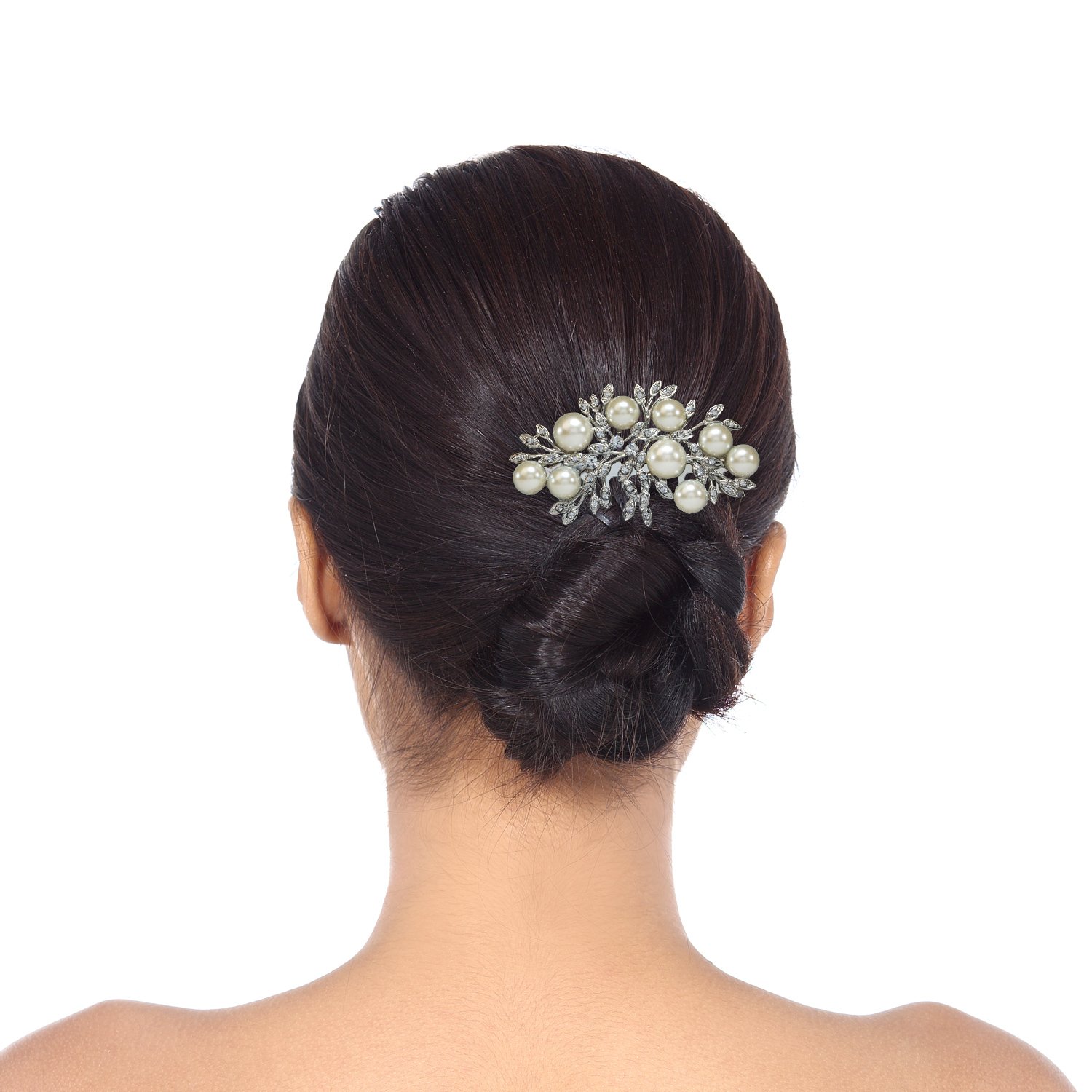 Elegant Pearl Beaded Silver Bridal Hair Comb for Weddings - Perfect Bridesmaid & Bride Hair Accessories for Special Occasions