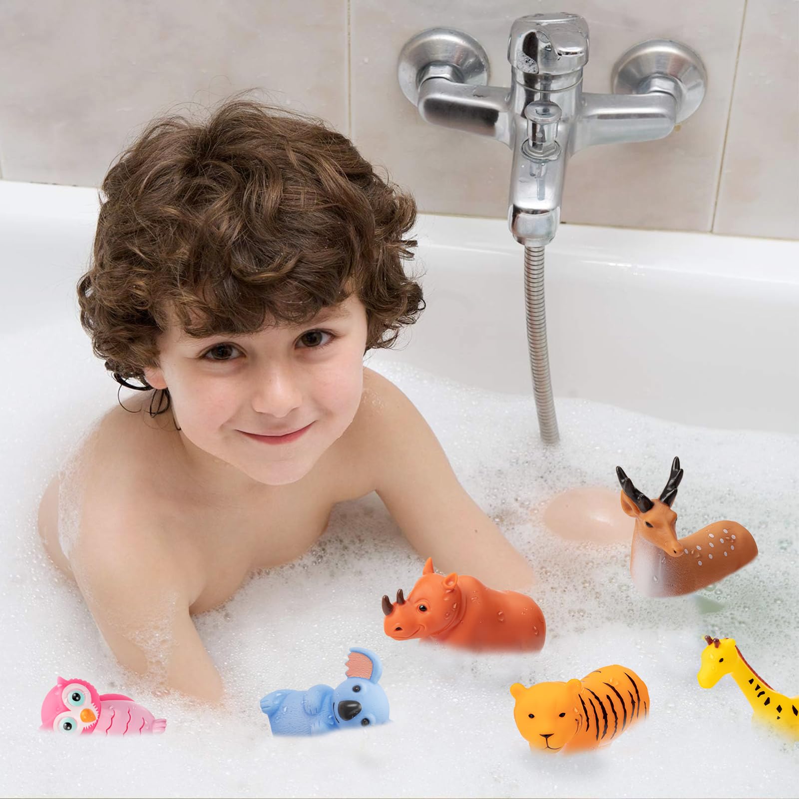 **Best Bath Toys for Babies & Toddlers 6-18 Months – 6-Piece No-Hole Animal Bathtub Toys Set – Safe & Fun for Infants 1-3 Years – Perfect for Splash Play, Sensory Learning & Bath Time Fun**
