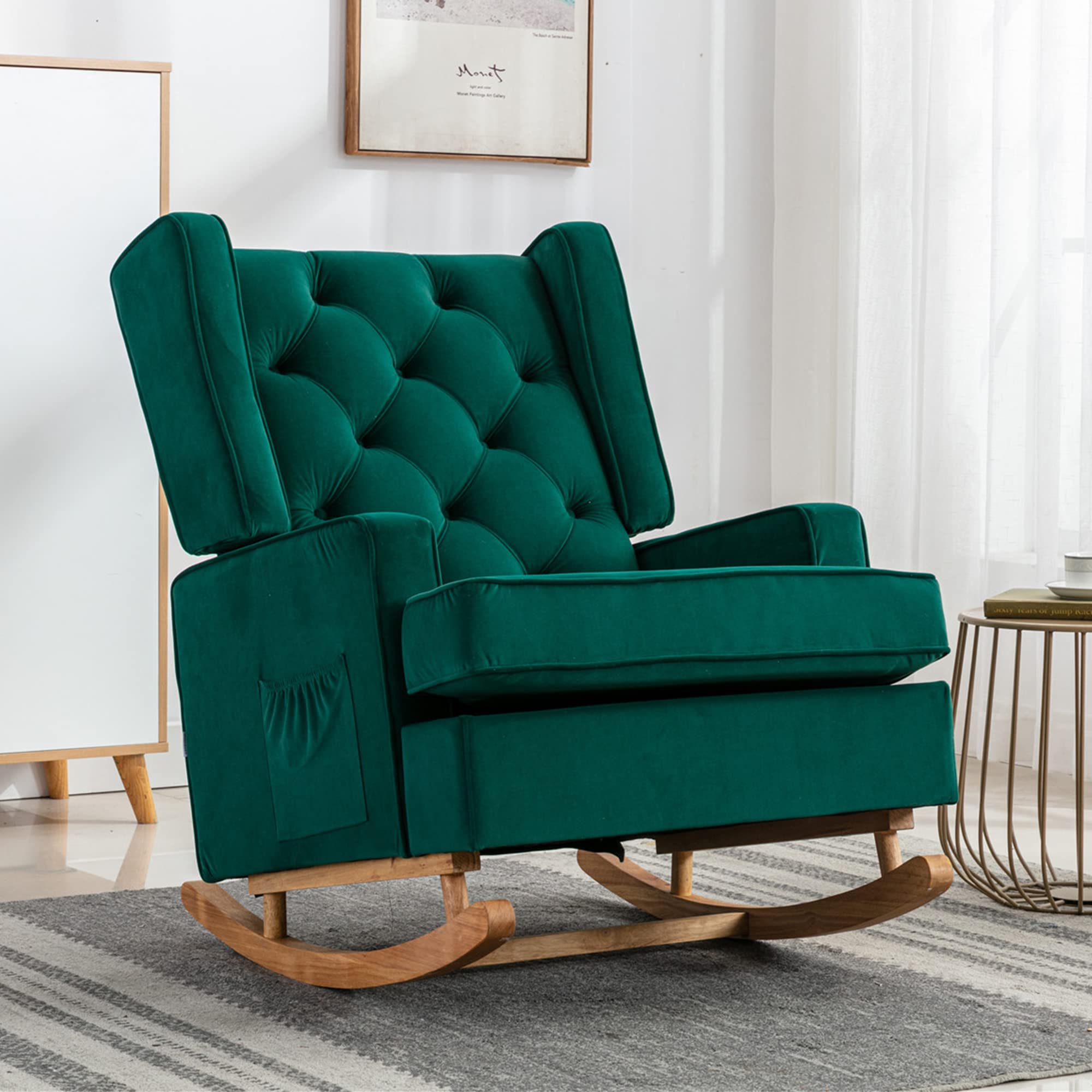 Modern Nursery Rocking Chair - High Back Upholstered Armchair with Comfortable Cushion | Perfect for Baby Nurseries, Living Rooms & Cozy Reading Corners