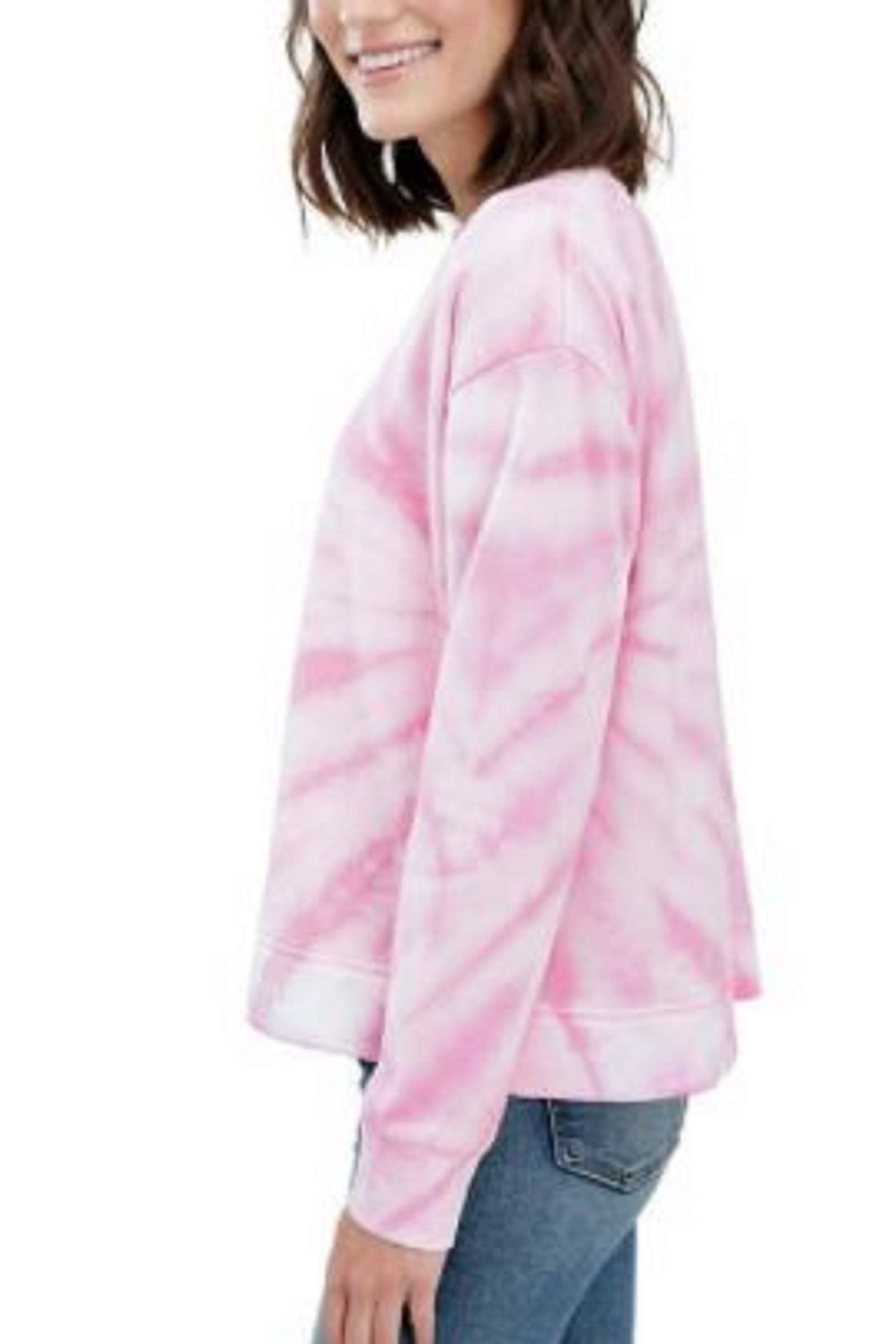 Stylish Women's Tie Dye Pullover Sweatshirt - Rose Pink Oversized Comfort (Perfect for Casual Wear, Yoga & Lounge)