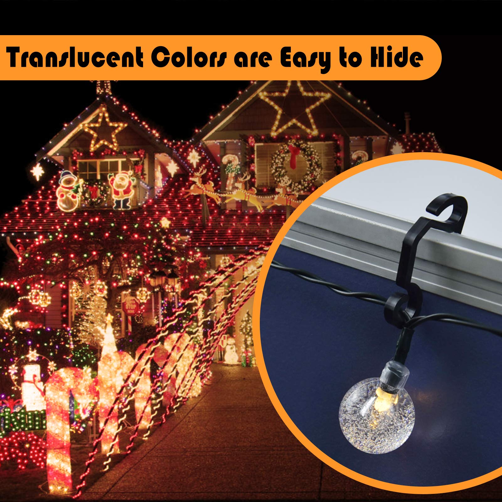 Mini Plastic Gutter Hooks 100pcs - Outdoor Christmas Light Clips for Holiday & Party Decorations