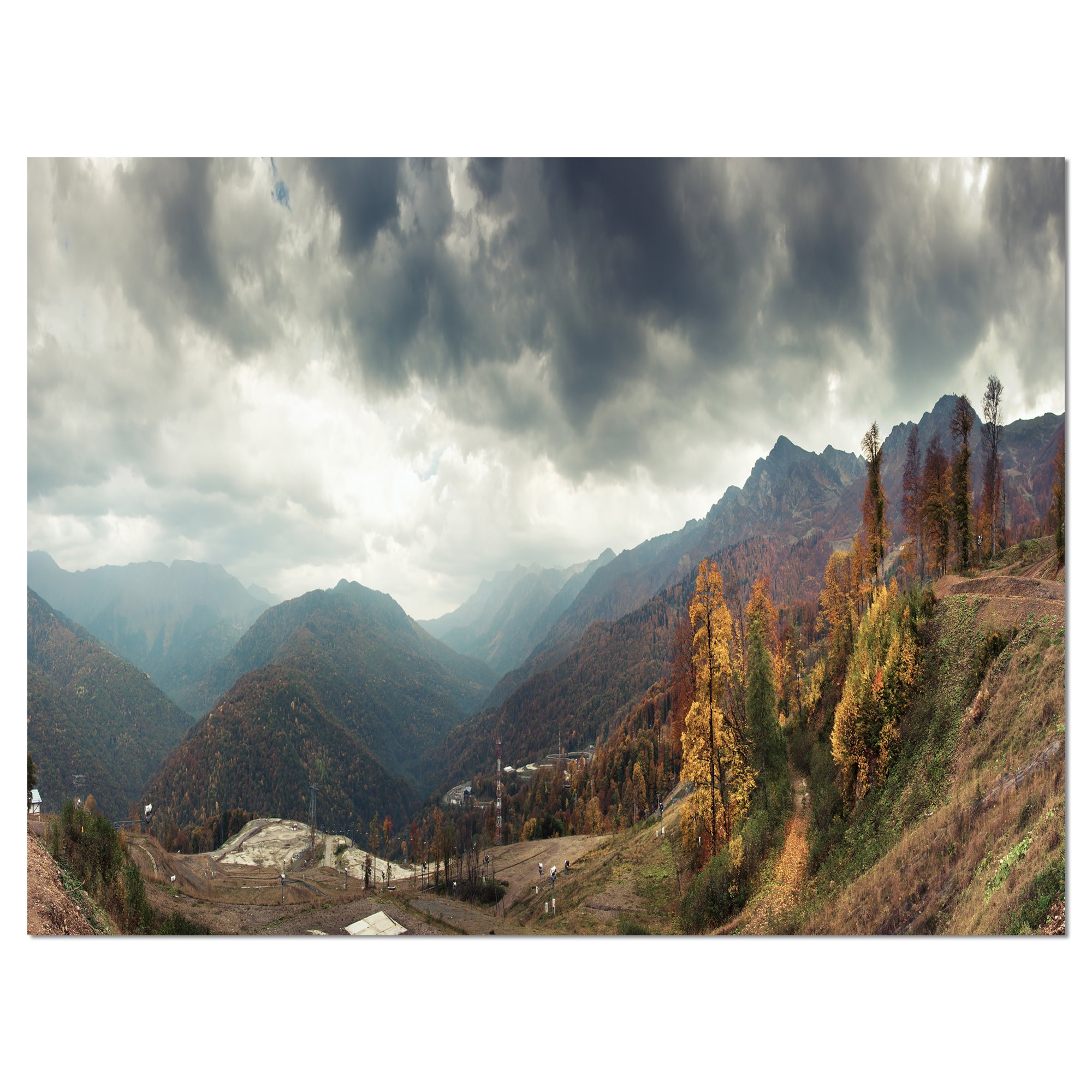 Stunning Caucasus Mountains White Panorama Landscape Artwork Canvas Print - Perfect for Living Room, Bedroom & Office Wall Decor