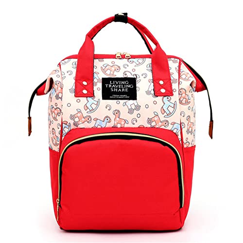 **Large Waterproof Diaper Backpack for Moms - Multifunctional Travel & Nursing Bag with High Capacity, Durable & Stylish (Red) - Perfect for Baby Care, Outings & Travel**