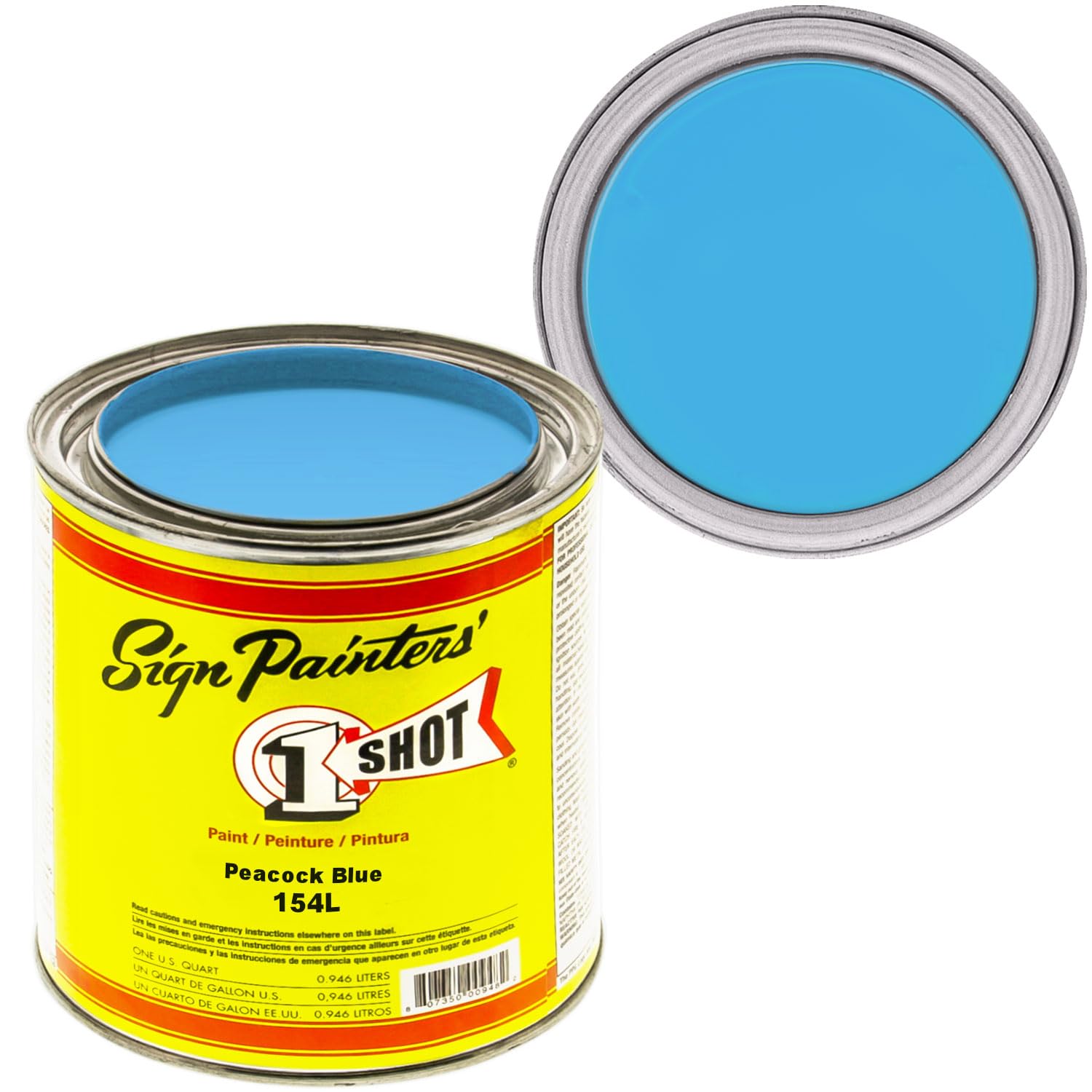 1 Shot Lettering Peacock Blue Pinstriping Enamel Paint - Quart Size for Automotive, Sign Painting & Custom Art Projects | High-Quality Oil-Based Enamel for Professional Lettering & Striping