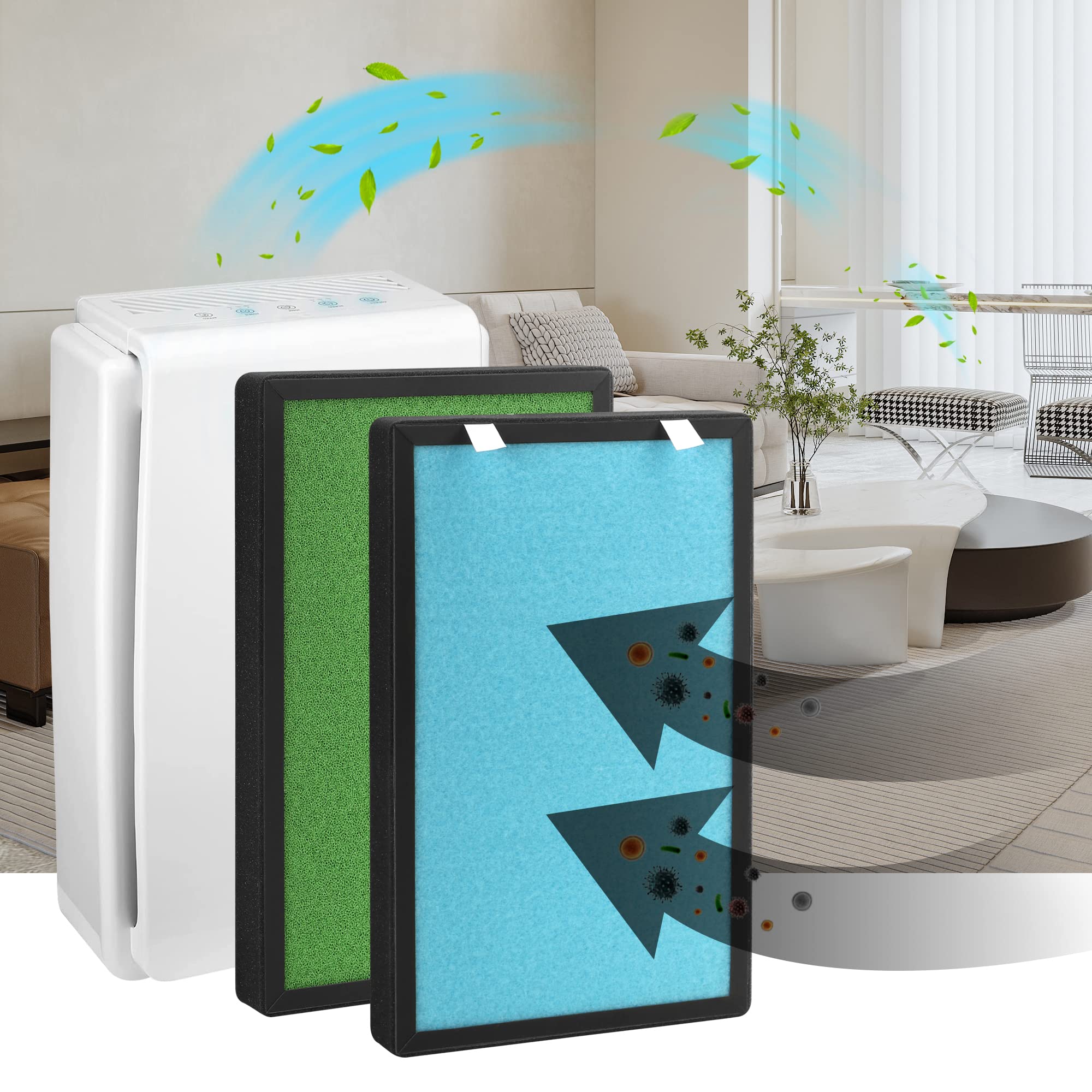 4-in-1 H13 True HEPA Replacement Filter for Pro Breeze Air Purifier PB-P01 - 1 Pack - Removes 99.97% of Dust, Pollen, Pet Dander & Smoke - Perfect for Home, Office and Allergy Relief