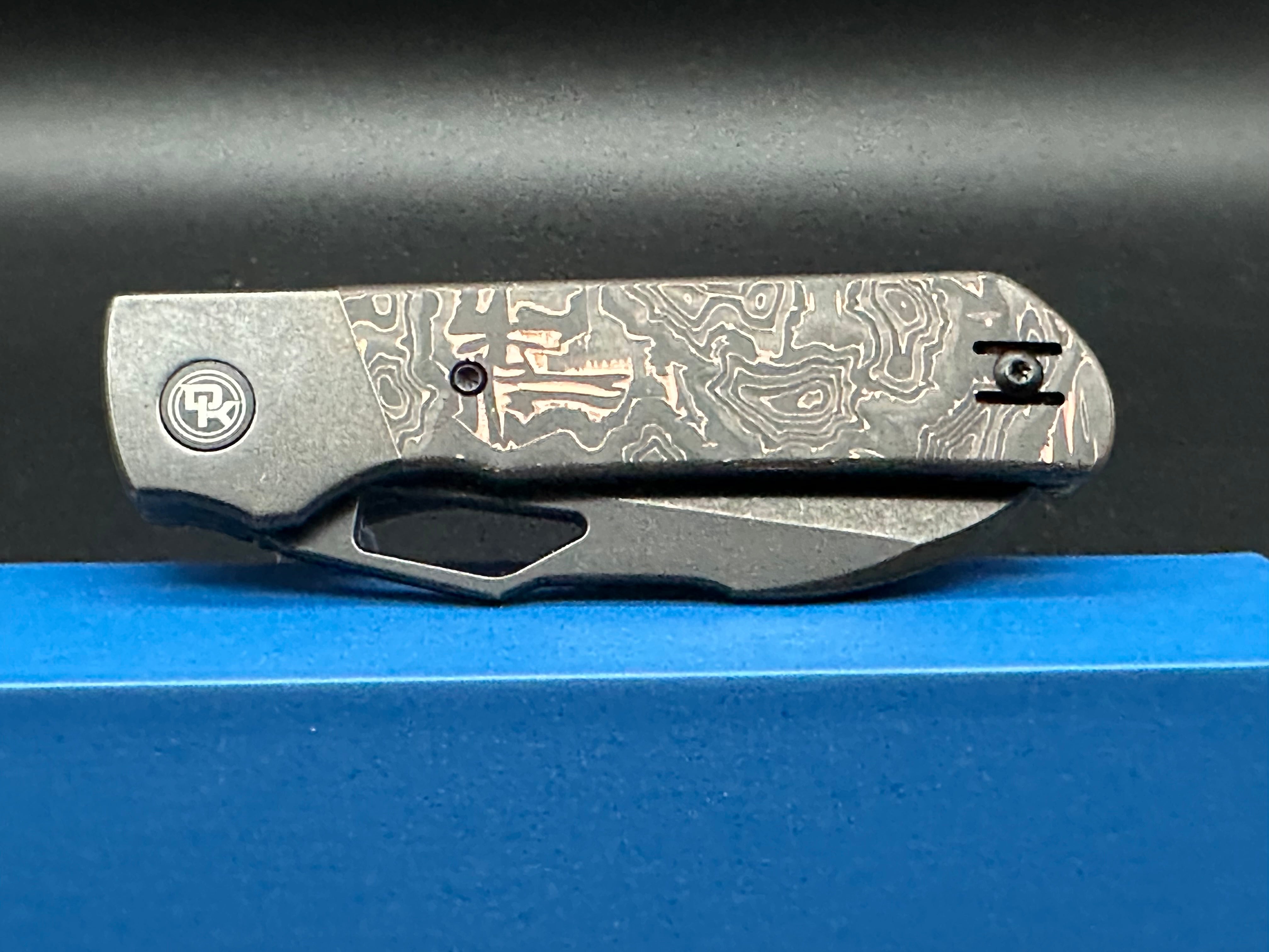 Premium Divo Knives Stout Copper & Carbon Fiber Scales Titanium Frame with 20CV Blade & Timascus Back Spacer – Perfect for EDC, Outdoor Adventures & Collectors