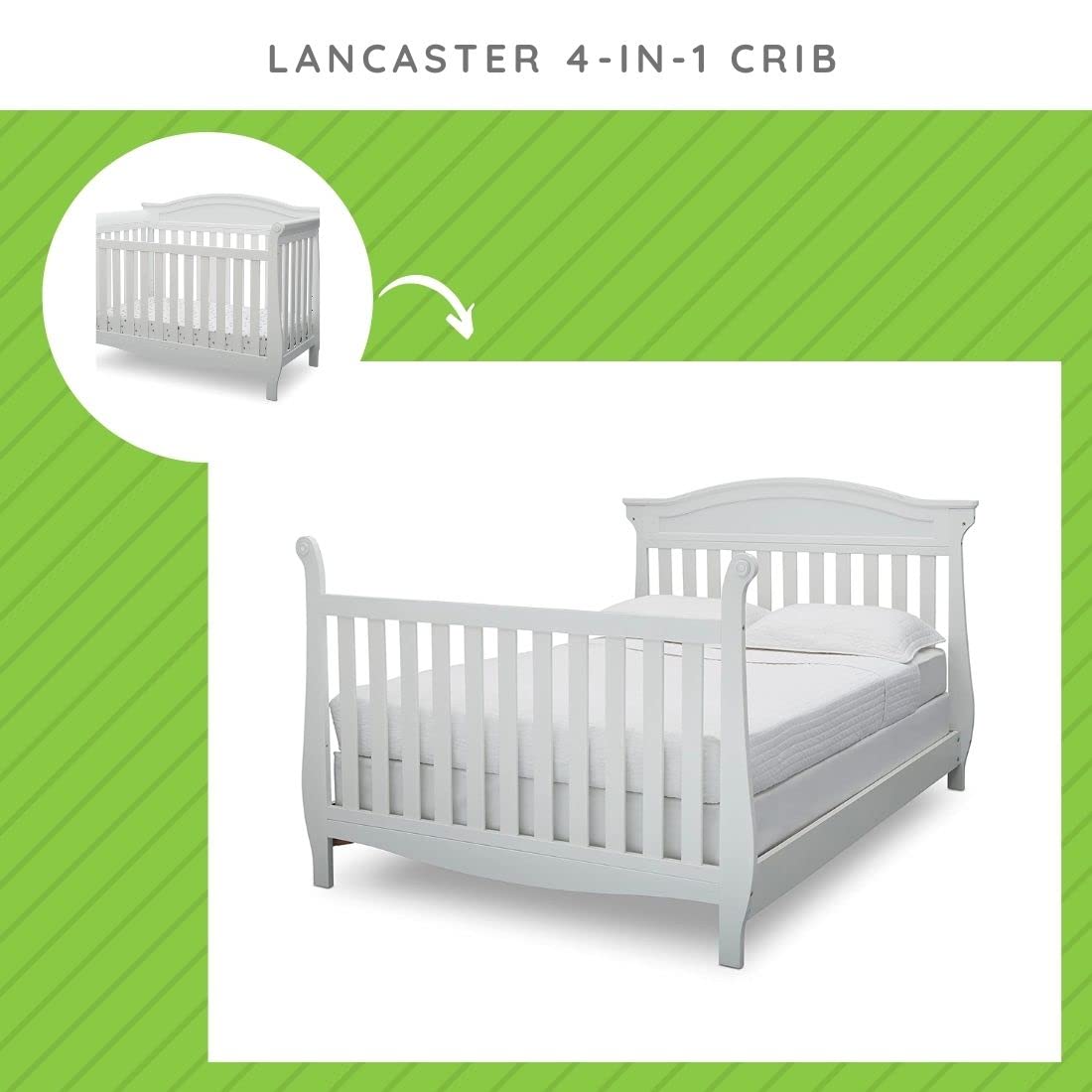 Delta Children Full-Size Conversion Kit Bed Rails #0050 - Solid Wood Toddler & Adult Bed Safety Rail for Convertible Cribs - White Nursery Furniture for Baby & Kids Bedroom (Fits Full-Size Beds, Perfect for Daytime Naps & Overnight Safety)