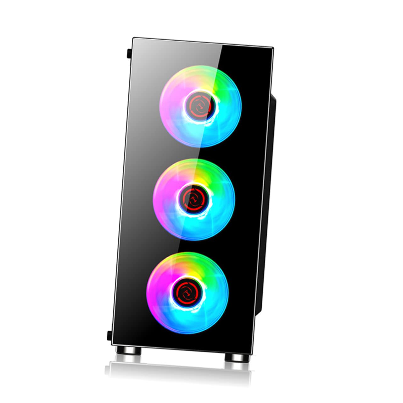 Double Sided Computer Case - Mobestech Tempered Glass PC Chassis for Home & Office Desktop Refit | Compact Design for Gaming & Workstation Setups