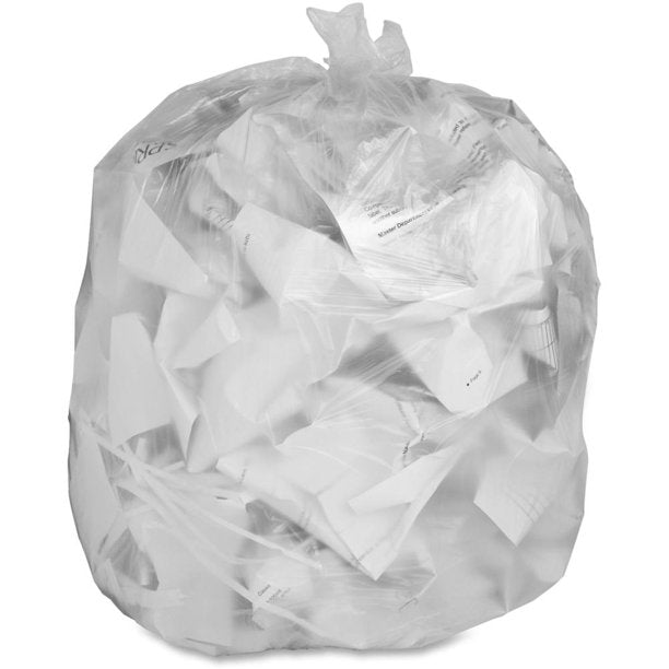 Premium High-Density Clear Can Liners Rolls - Heavy-Duty Trash Bags for Kitchen, Office & Commercial Use