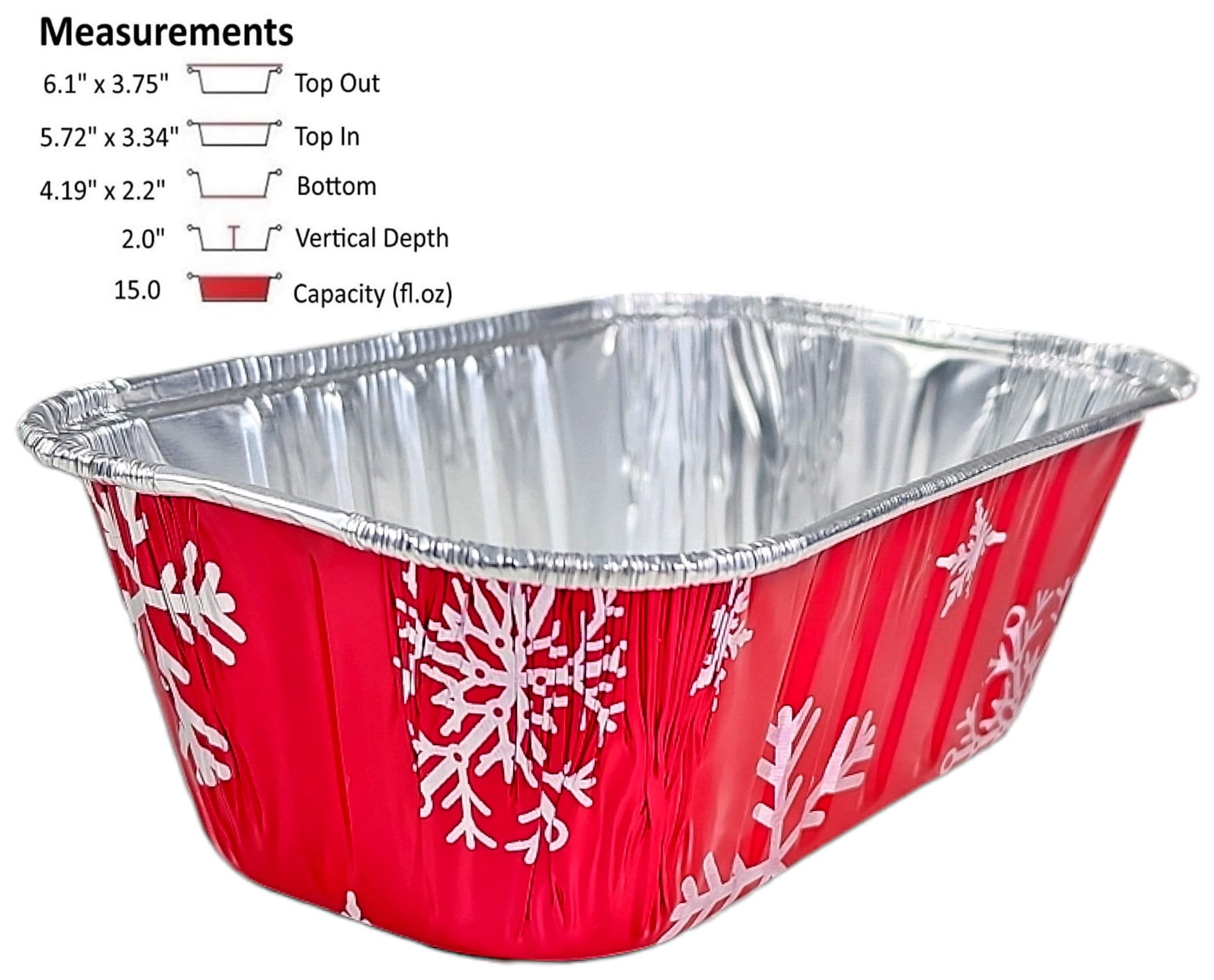 PACTOGO 100-Pack Disposable 1 lb Red Christmas Aluminum Foil Mini Loaf Pans with Clear Dome Lids - Perfect for Holiday Baking, Party Desserts & Gift Giving