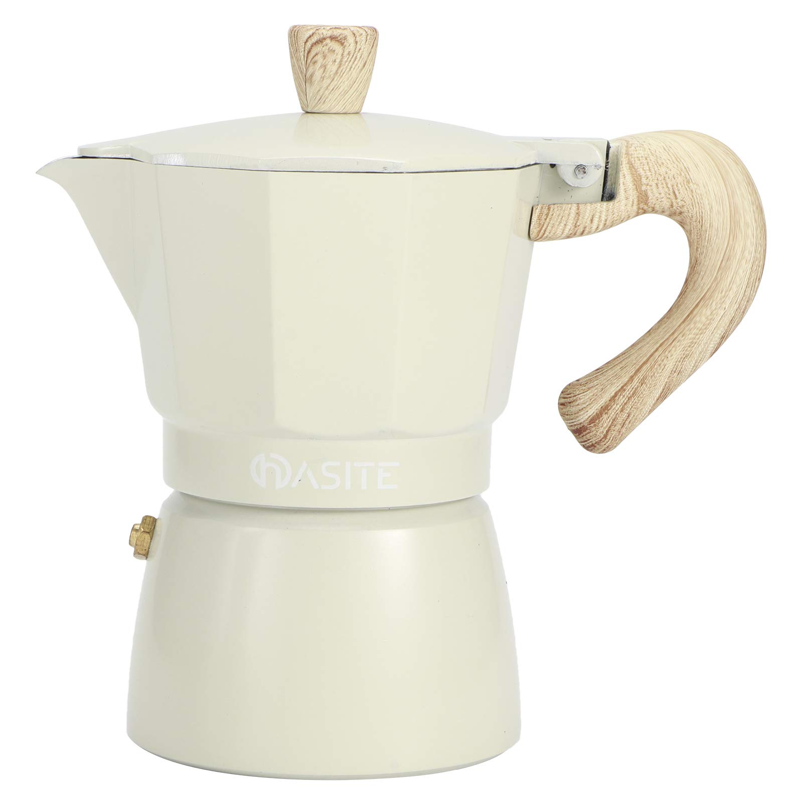 Seiko No. 3 Moka Pot - 150ML & 300ML Aluminum Octagonal Coffee Maker for Espresso, Stovetop Brewing - Perfect for Home, Office & Coffee Shops (Light Yellow) | Compact Design for Small Kitchens & Camping Trips