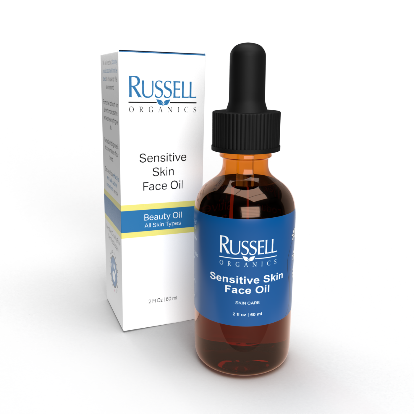 Russell Organics Sensitive Skin Face Oil - Gentle, Soothing & Hydrating Facial Treatment for Dry & Irritated Skin | Perfect for Daily Skincare Routine & Nighttime Hydration