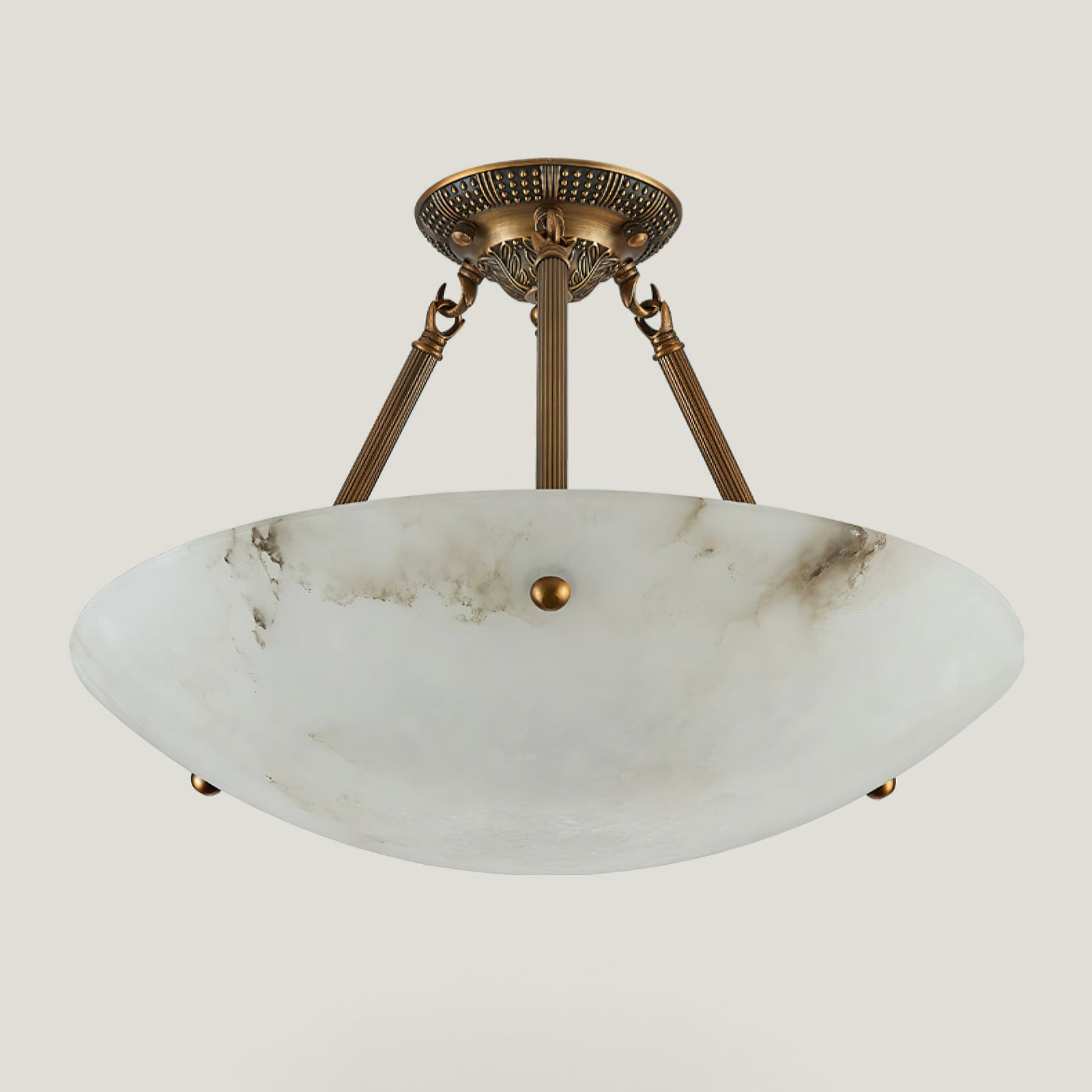 Alabaster Bowl Ceiling Light Fixture - Modern Handcrafted Stone Pendant Lamp for Dining Room, Living Room & Bedroom Lighting