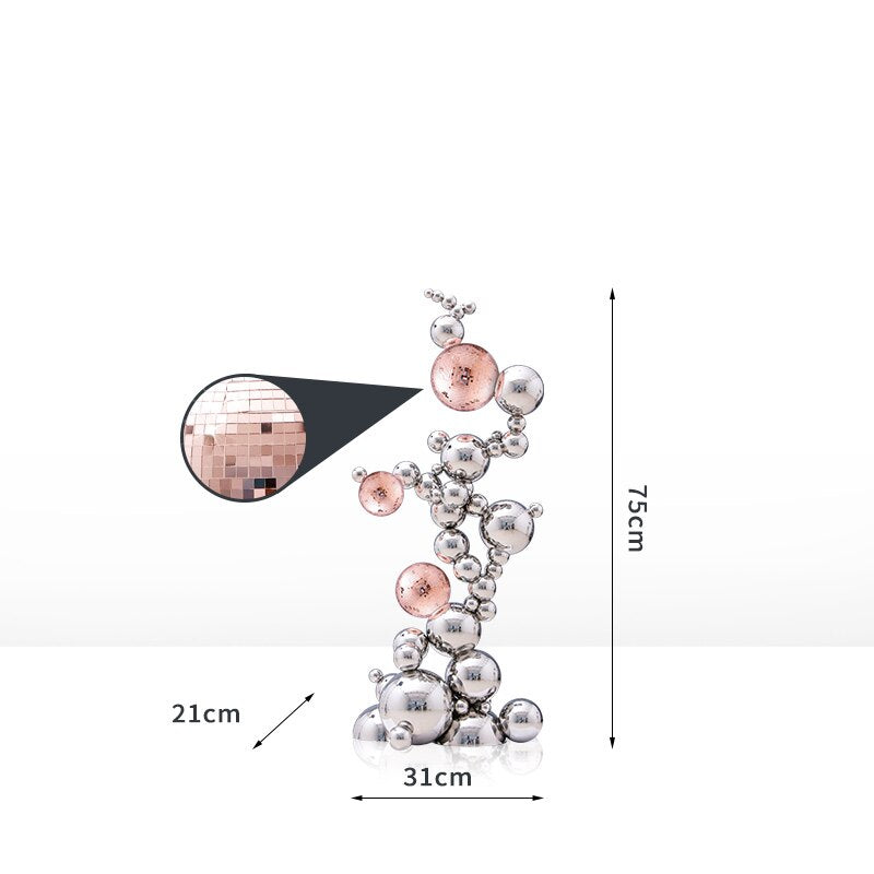 Abstract Jumbled Balls Stainless Steel Home Decor - Modern Sculpture for Living Room, Office & Garden Decoration