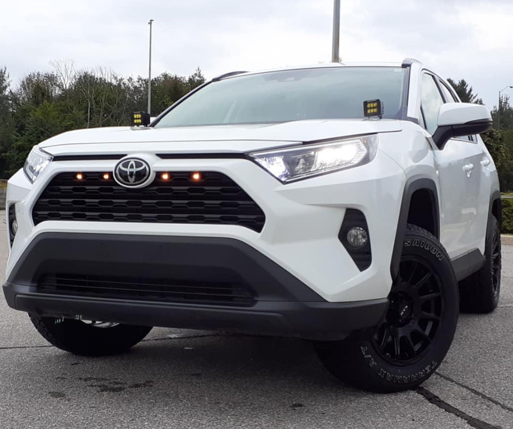 4pc Raptor Style Amber LED Grille Lighting Kit for 2019+ Toyota RAV4 - Off-Road Grill Lights with Durable Housing & Weatherproof Design - Perfect for Night Driving, Off-Road Adventures & Custom Car Styling