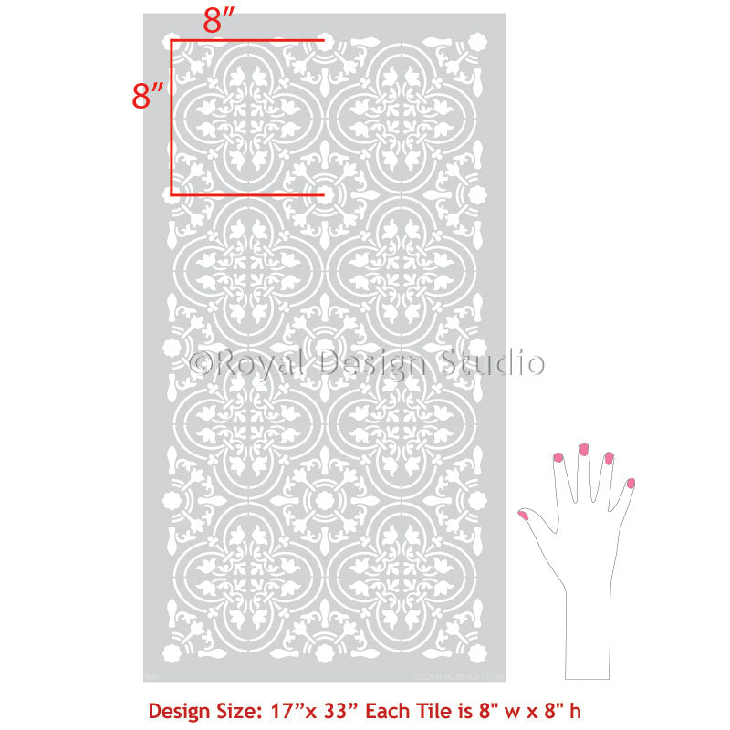 Palladium Tile Allover Stencil - Reusable DIY Wall Stencil for Home Decor, Bathroom, Kitchen Backsplash - Perfect for Painting Patterns on Walls, Floors, and Furniture