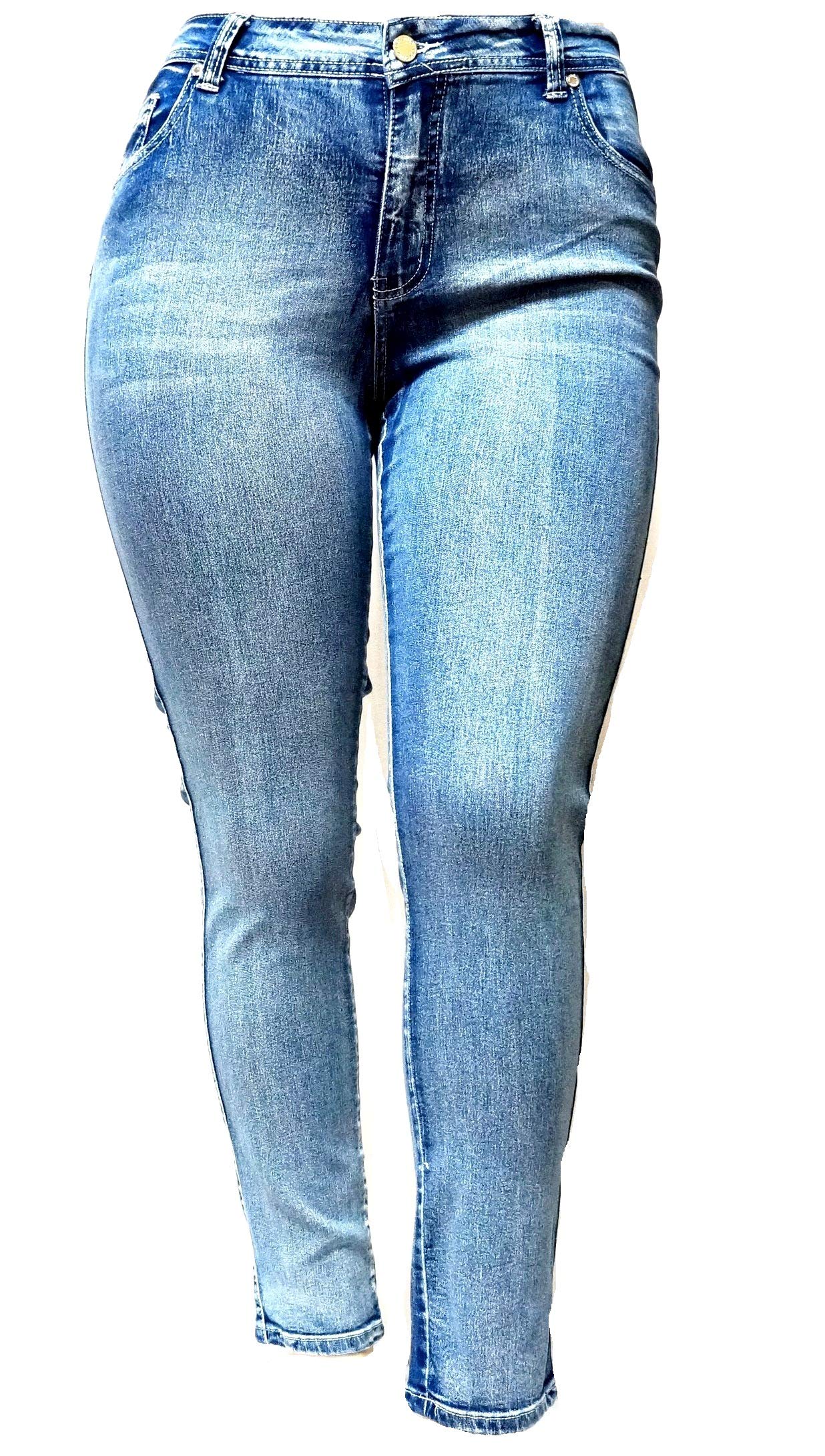 Jack David Handcrafted Women's Plus Size Stretch Denim Jeans - Premium Blue & Black Slim Bootcut Skinny Pants for Casual Wear, Work & Night Out