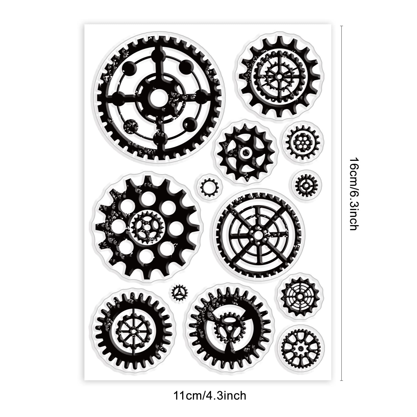 GLOBLELAND Steampunk Mechanical Gears Clear Stamps - Vintage Silicone Rubber Stamps for Scrapbooking, Journaling & Card Making (4.3 x 6.3 Inch) - Perfect for DIY Crafts, Bullet Journals & Handmade Greeting Cards
